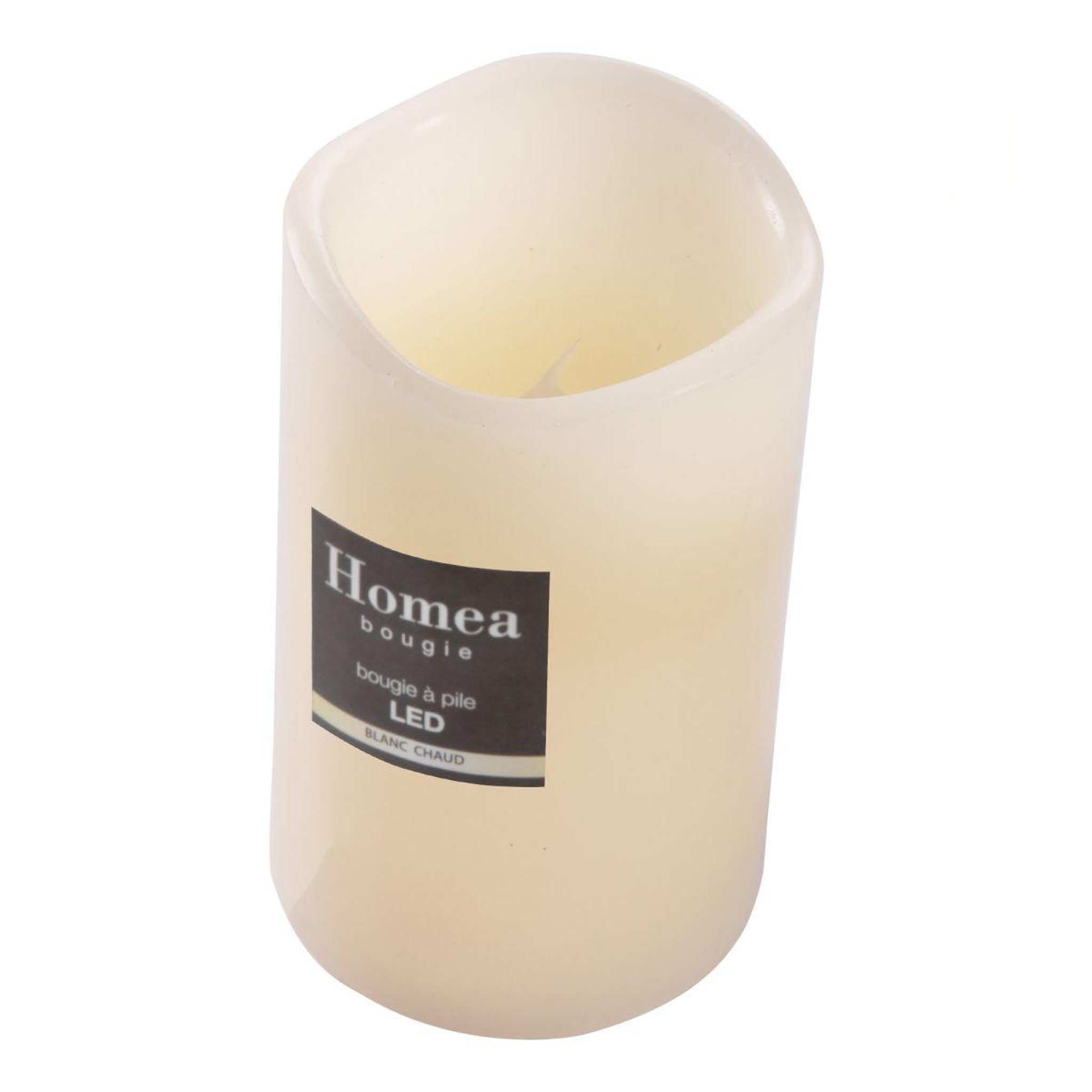 Voir la diapositive 2 : HOMEA Bougie Pilier LED  Jasper  15cm Ivoire