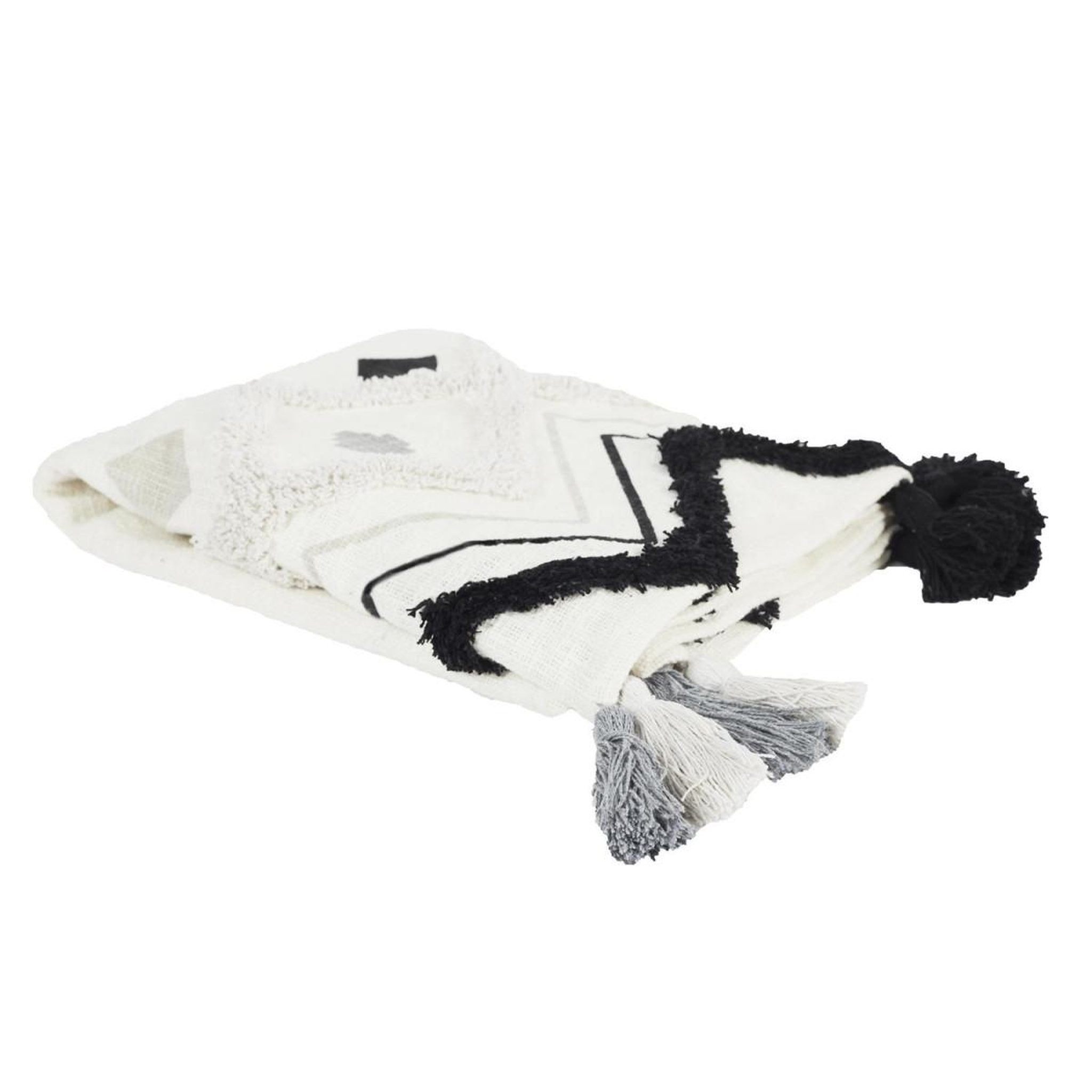 The Home Deco Factory Jeté de canapé tufté  ethnique  130x150cm blanc