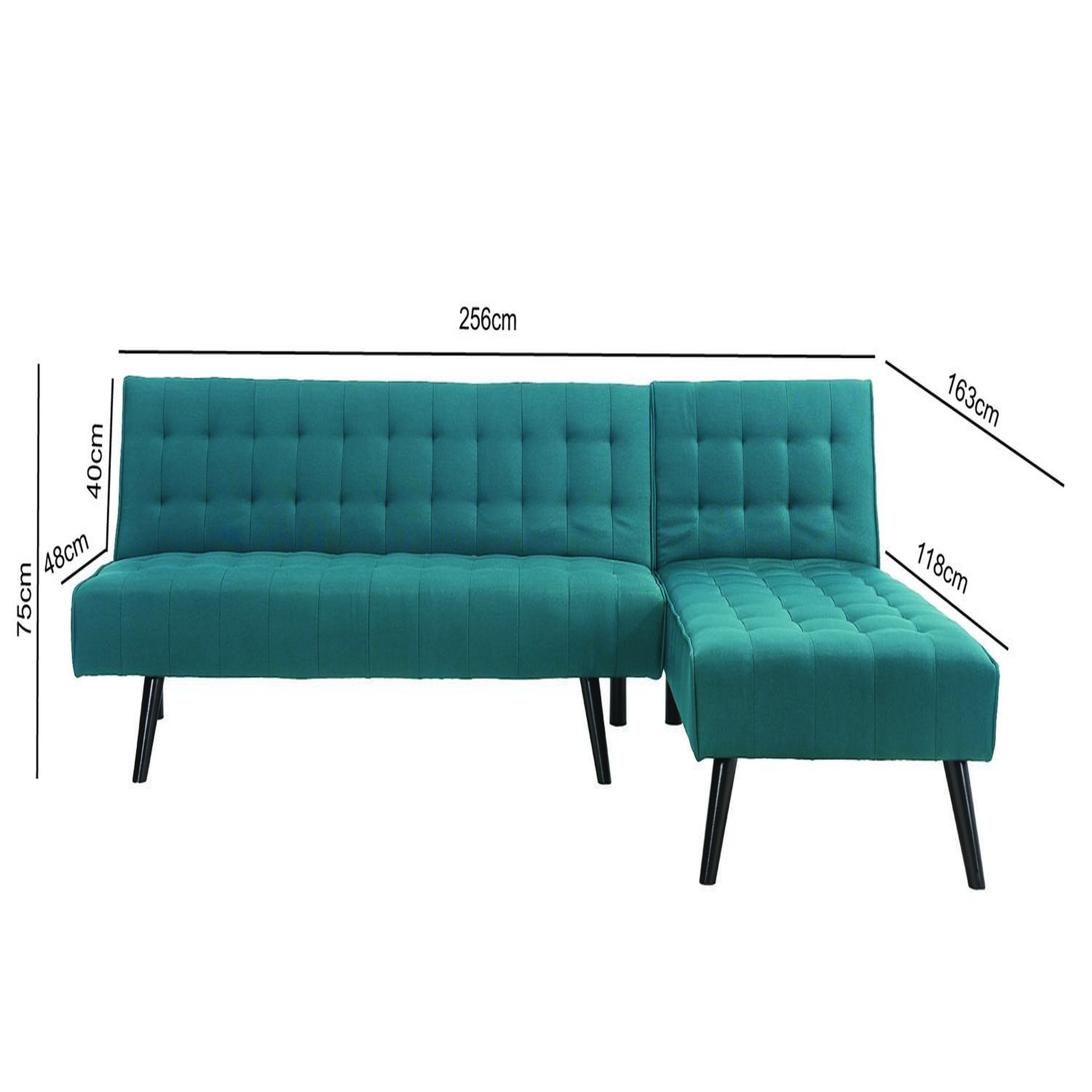Voir la diapositive 4 : CONCEPT USINE Canapé d'angle réversible convertible 4 places en tissu bleu canard TIM