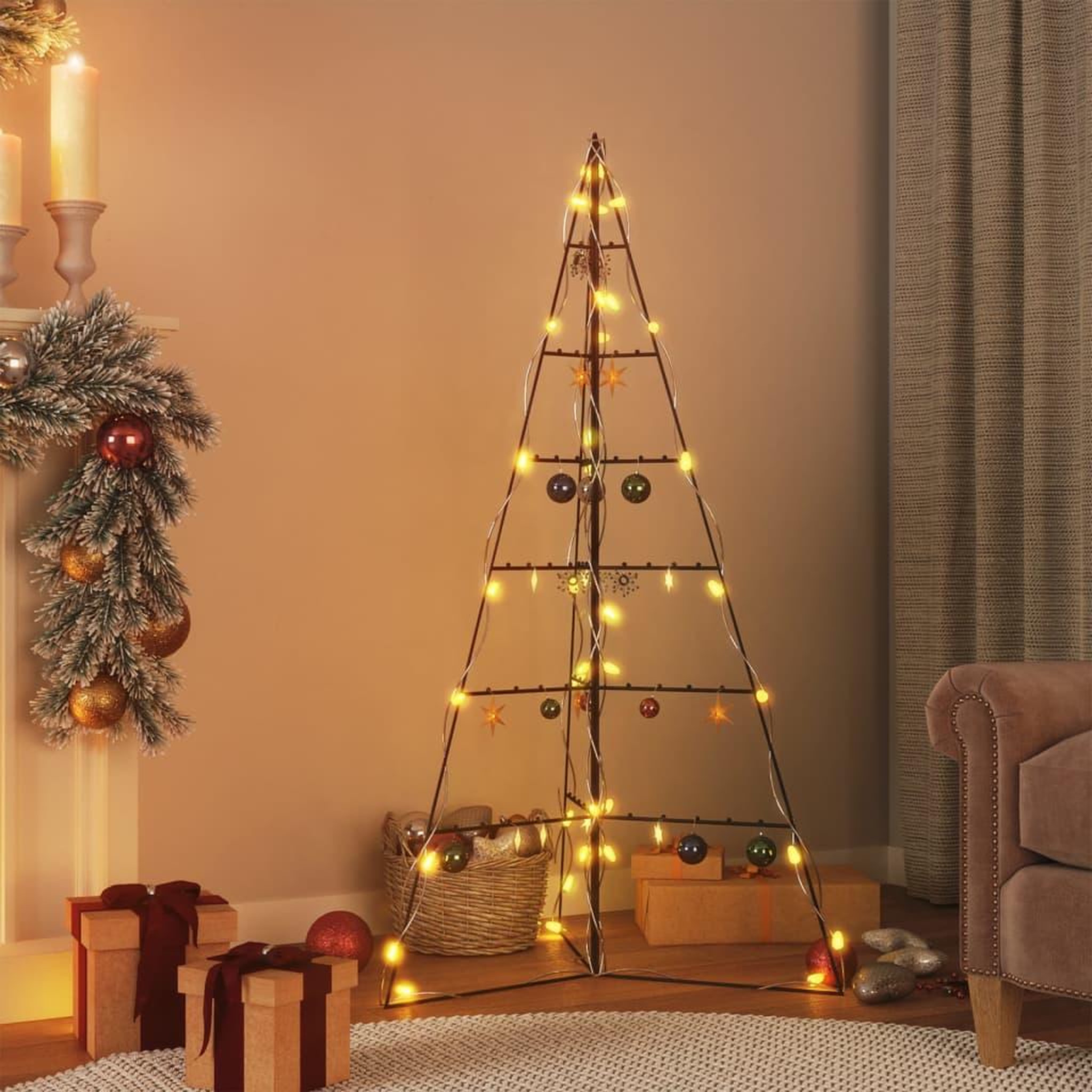 VIDAXL Arbre de Noël en metal pour decoration noir 140 cm
