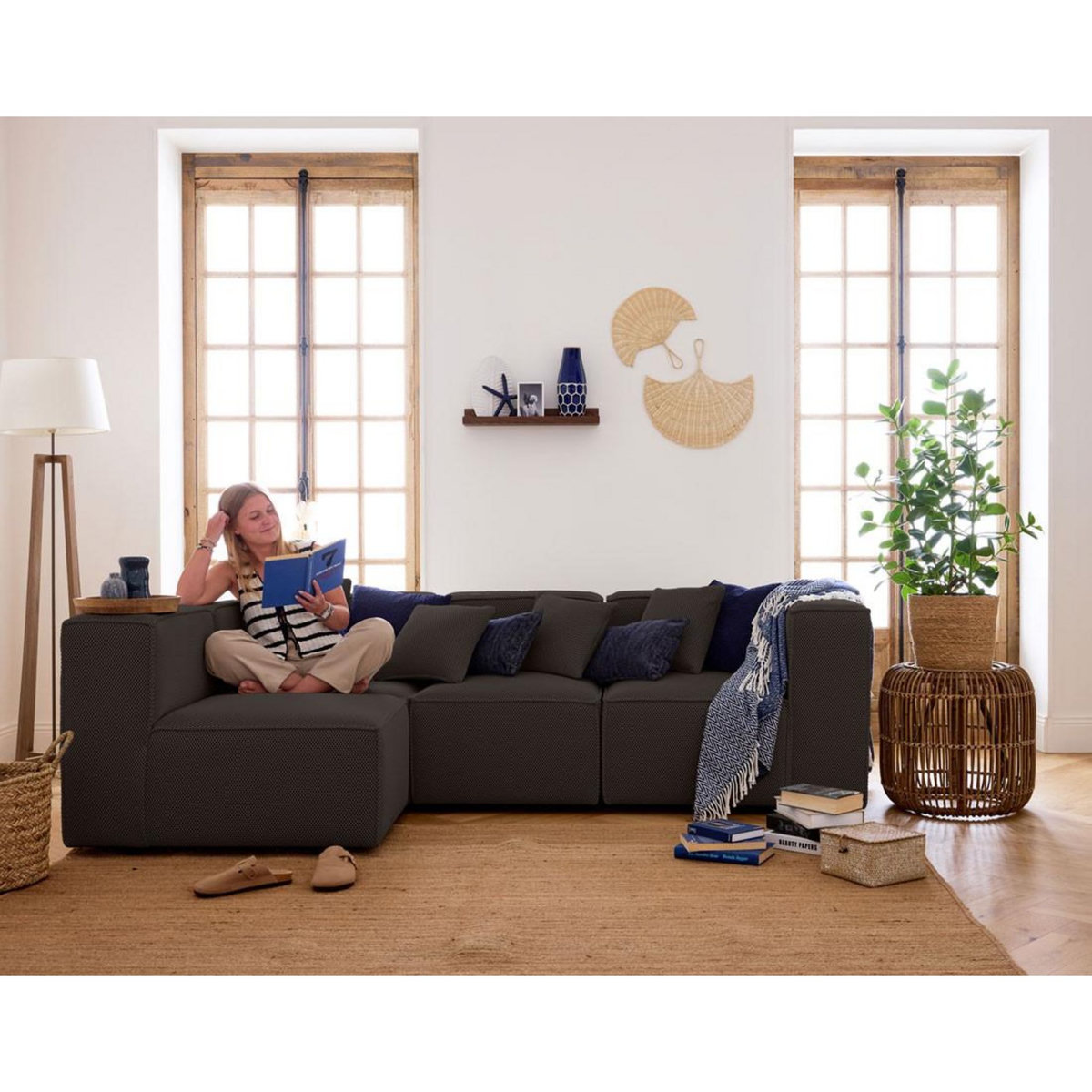 LISA DESIGN Arty - module d'assise droit - en tissu mailles 3d