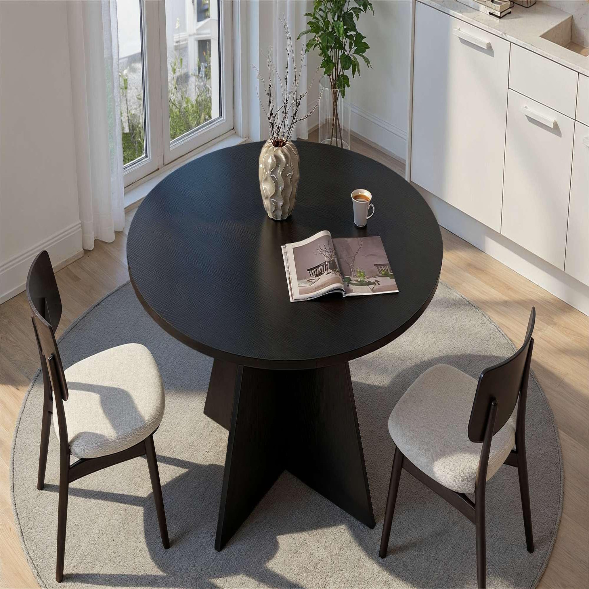 Voir la diapositive 3 : Habitat et Jardin Table à manger en bois  virella  - 120 x 120 x 75 cm - bois noir