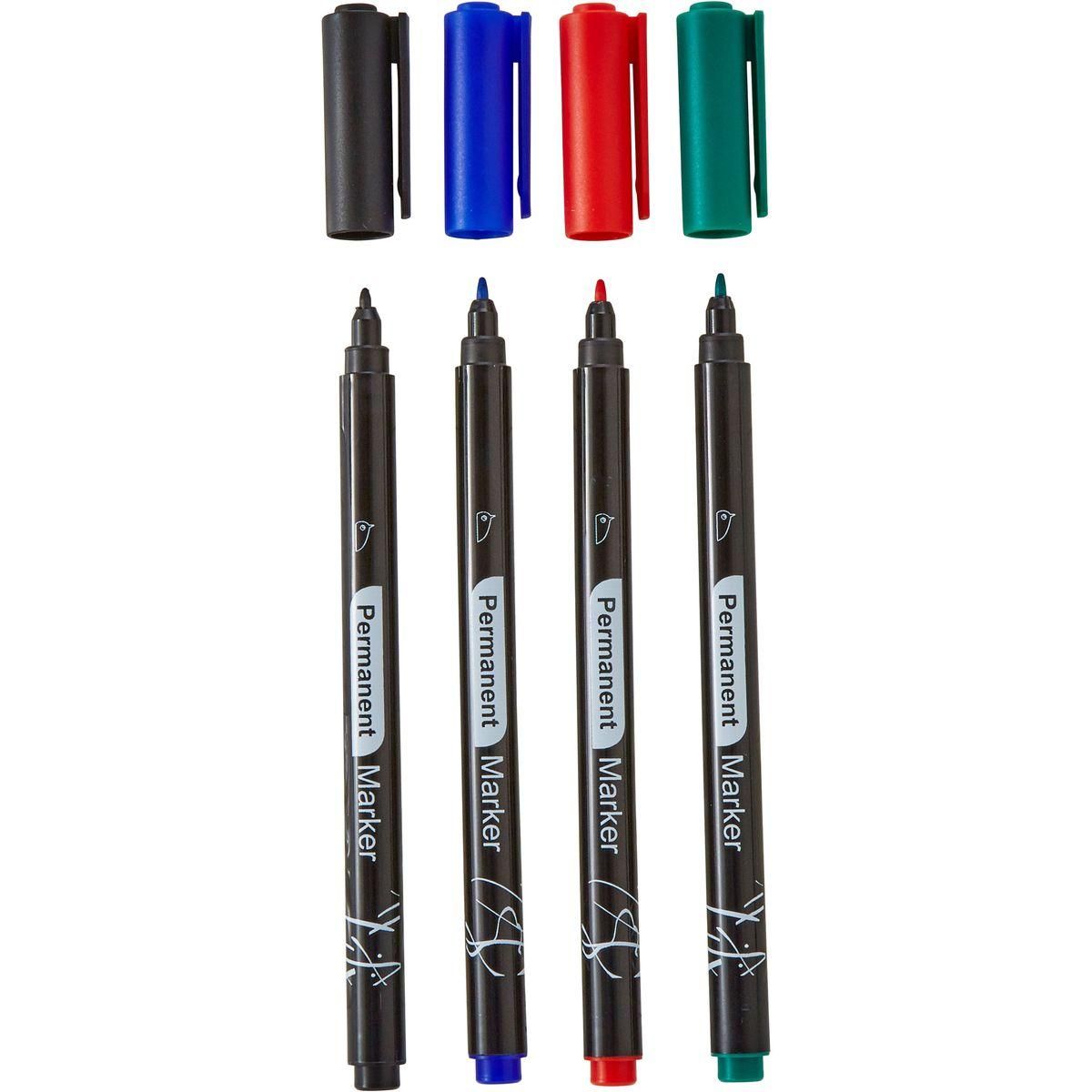 AUCHAN Lot de 4 marqueurs permanents pointe fine