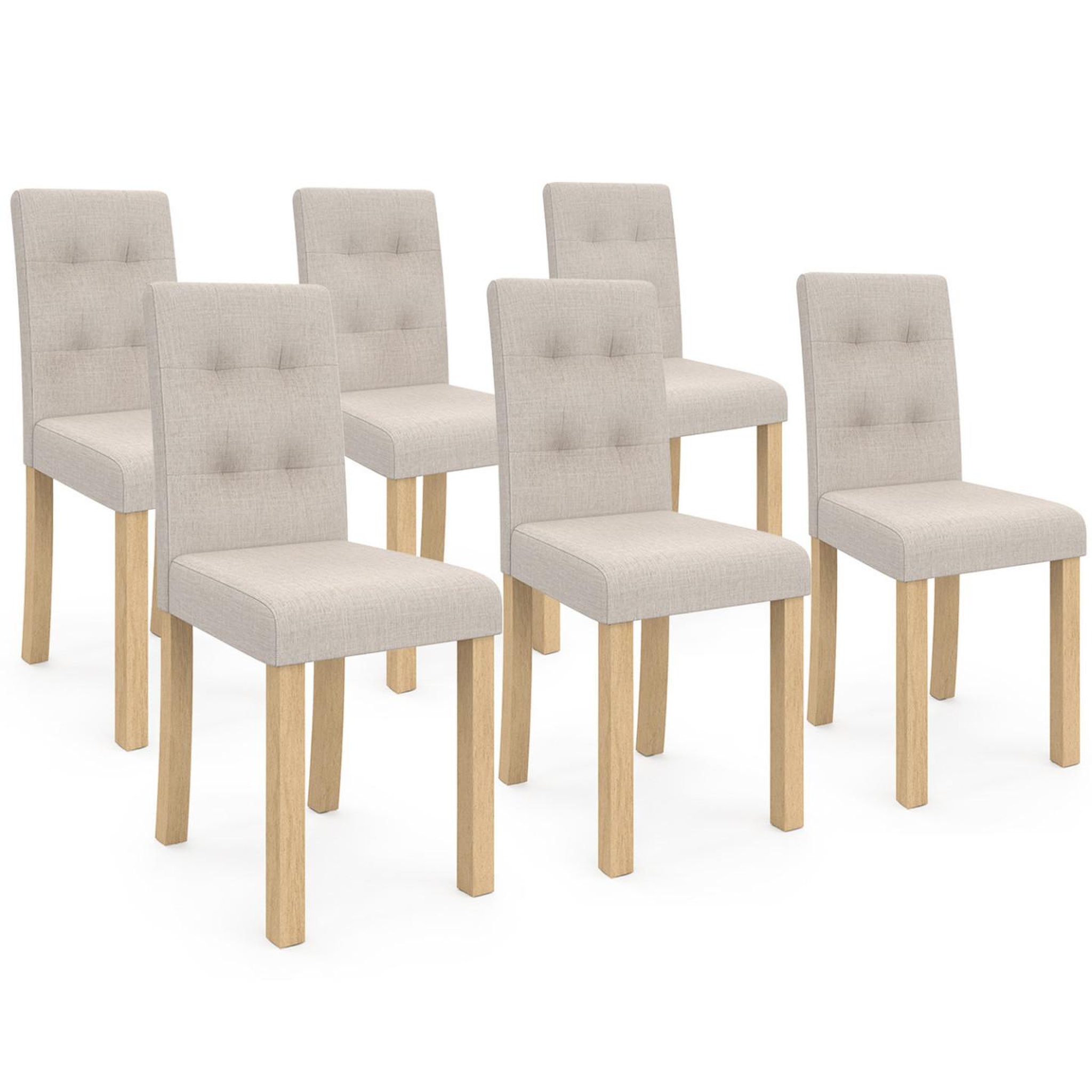 ID MARKET Lot de 6 chaises polga capitonnées beiges pour salle à manger