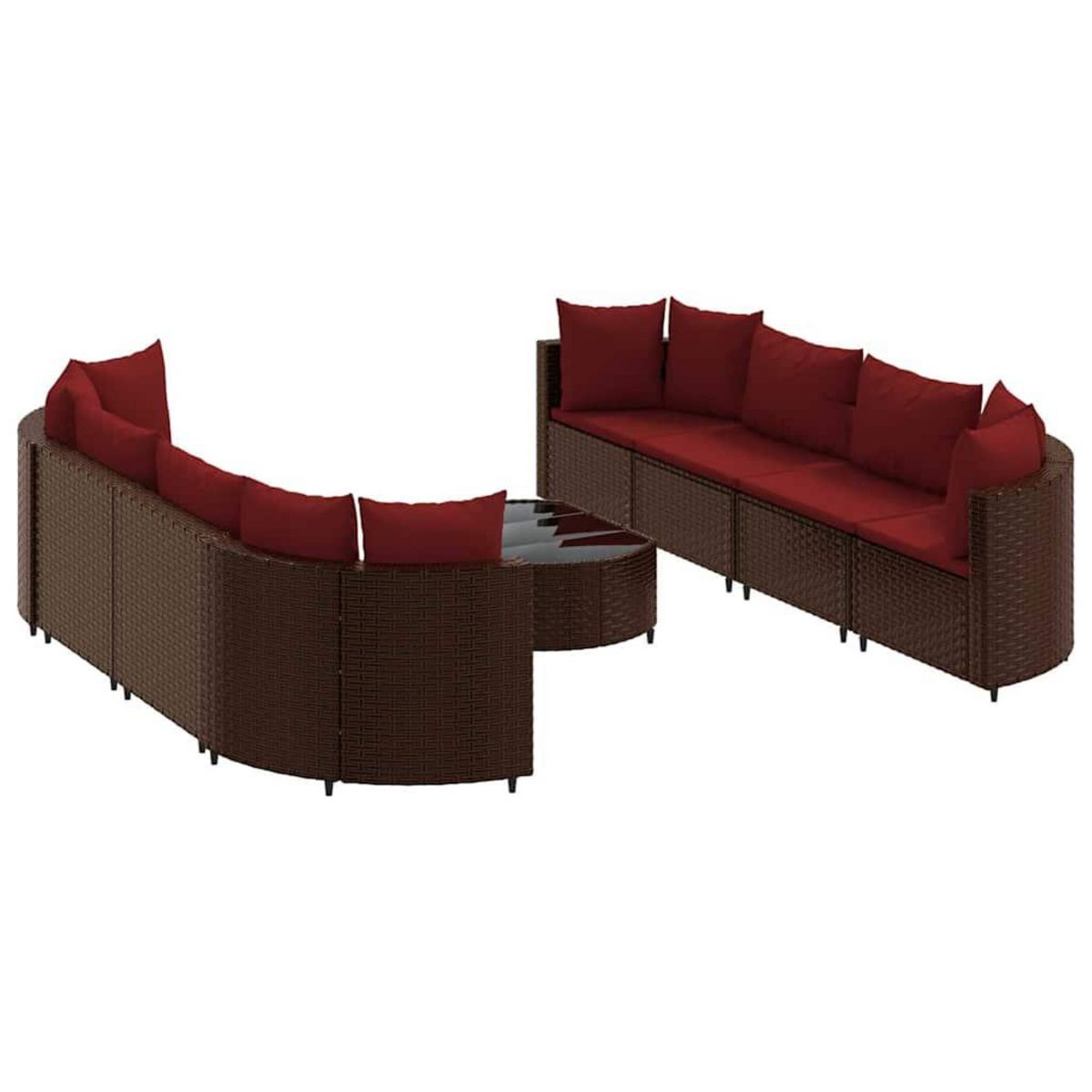 VIDAXL Salon de jardin avec coussins 9 pcs marron resine tressee