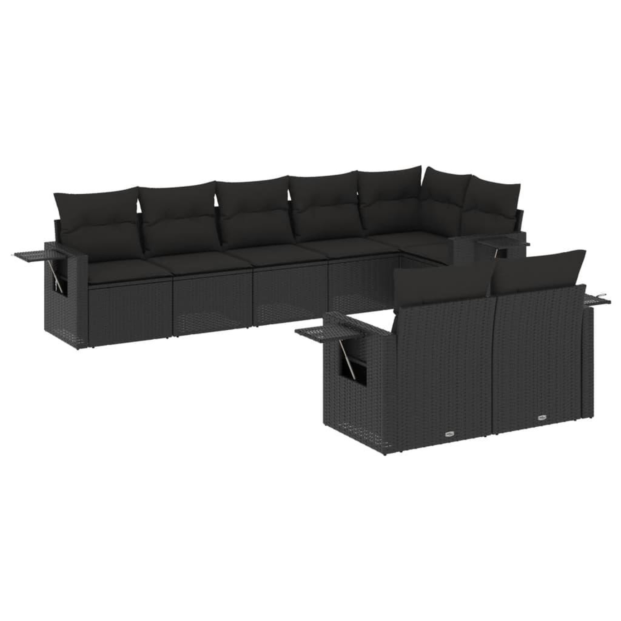 Voir la diapositive 2 : VIDAXL Salon de jardin 8 pcs avec coussins noir resine tressee