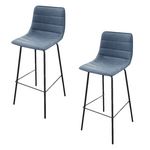 TOILINUX Lot de 2 Tabourets de bar design industriel Brooklyn. Coloris disponibles : Gris, Bleu, Marron