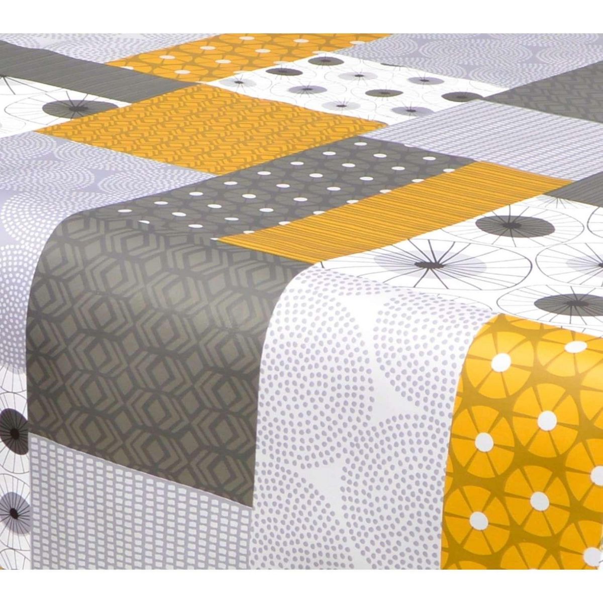 HABITABLE Nappe en toile cirée rectangulaire Vyle - 140 x 250 cm - Gris