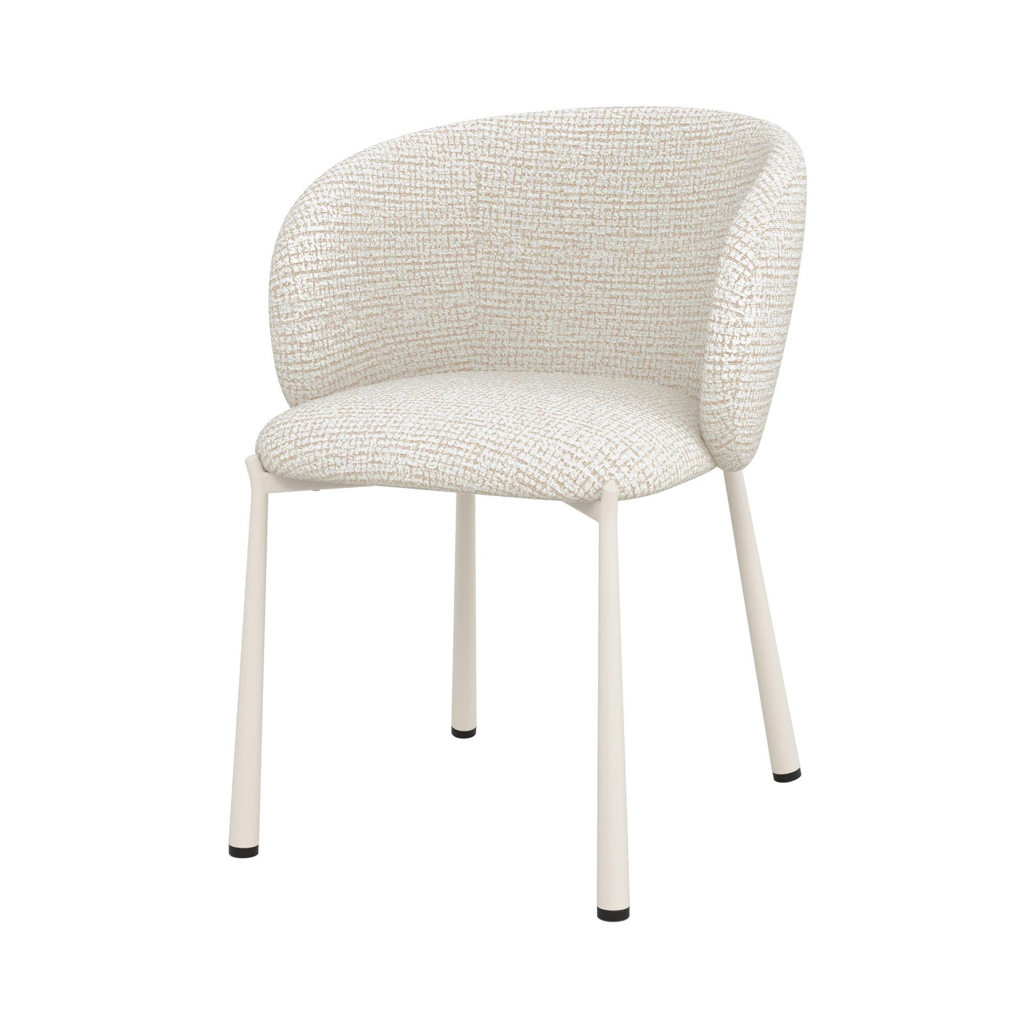 MAISON PAVANE Chaise en tissu texturé écru chiné, pieds beige-danaë