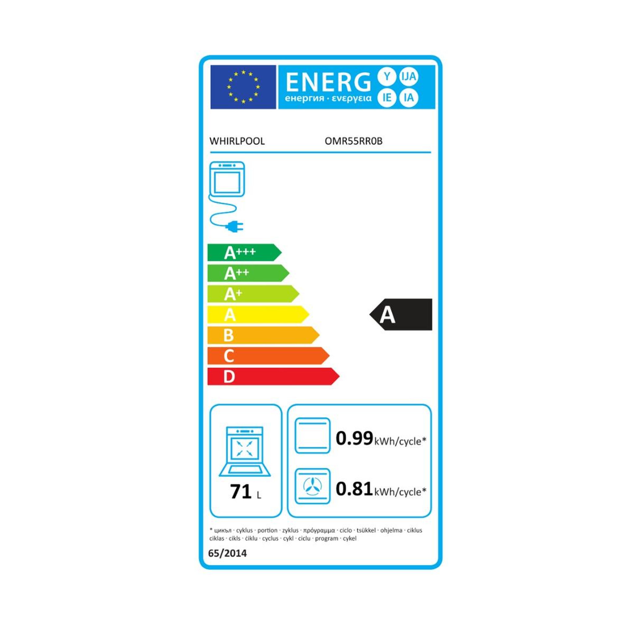 Voir la diapositive 2 : Whirlpool Four intégrable 71l 60cm pyrolyse + hydrolyse noir - omr55rr0b
