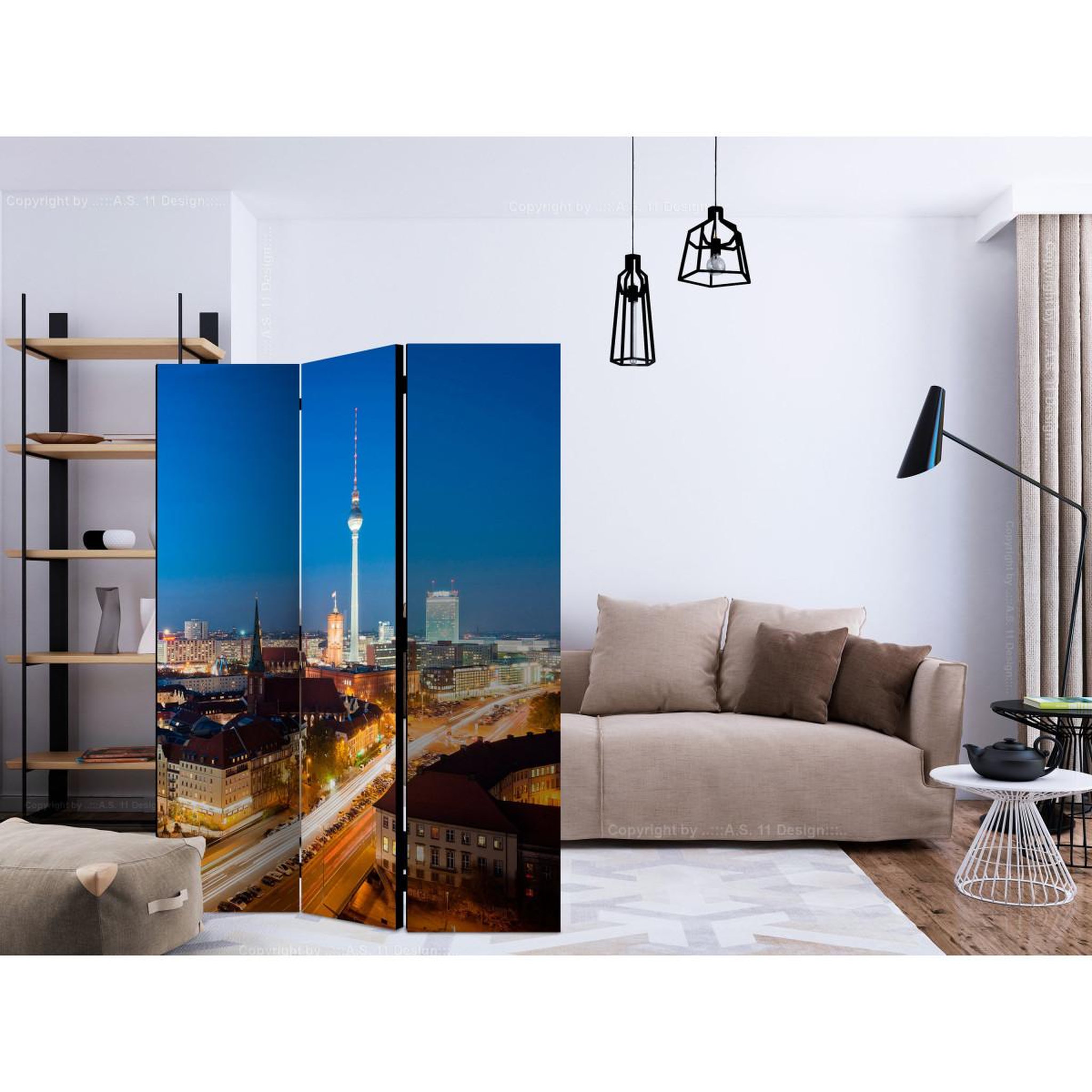 Voir la diapositive 2 : Paris Prix Paravent 3 volets  berlin by night  135x172cm