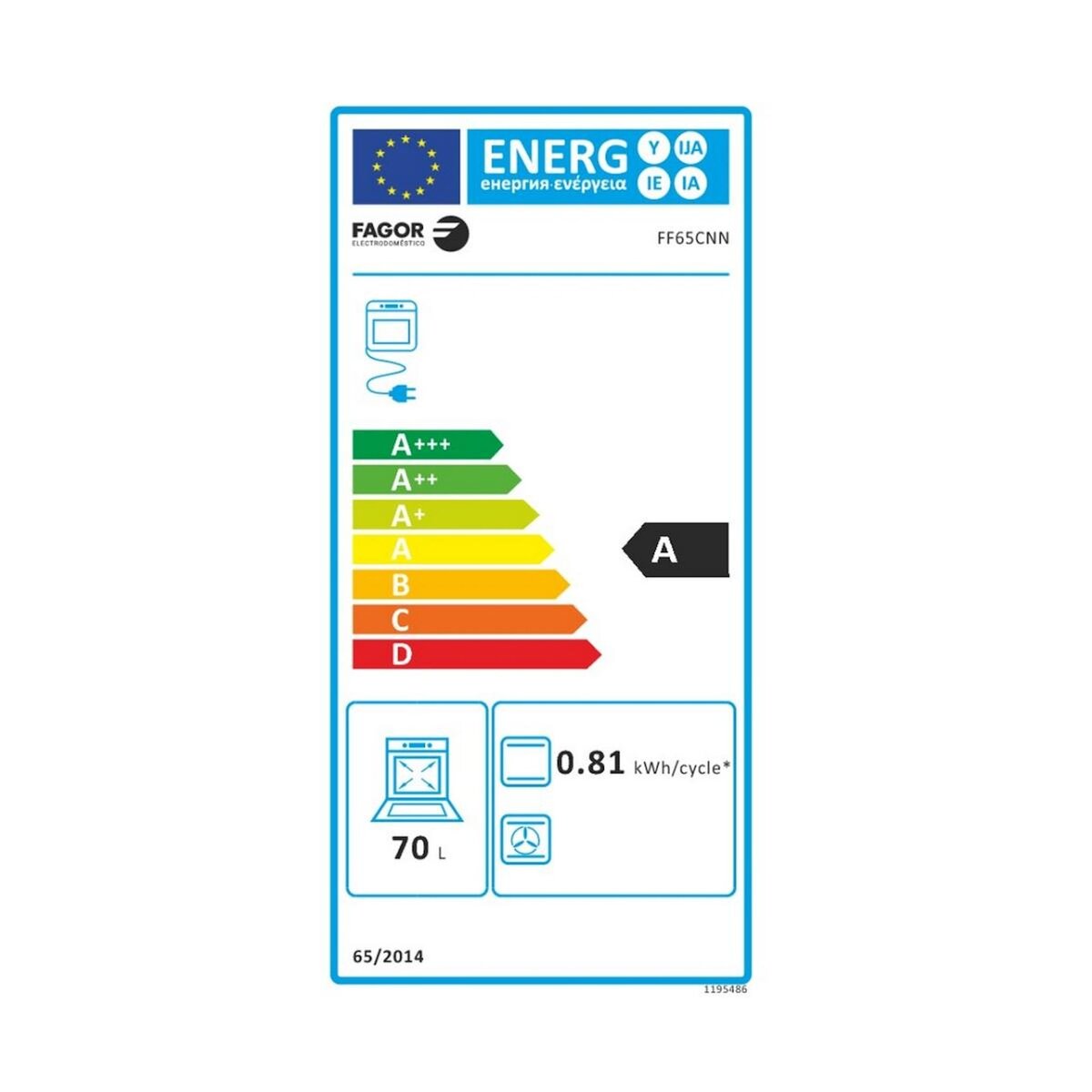 Fagor Four intégrable 70l 60cm hydrolyse noir - FF65CNN