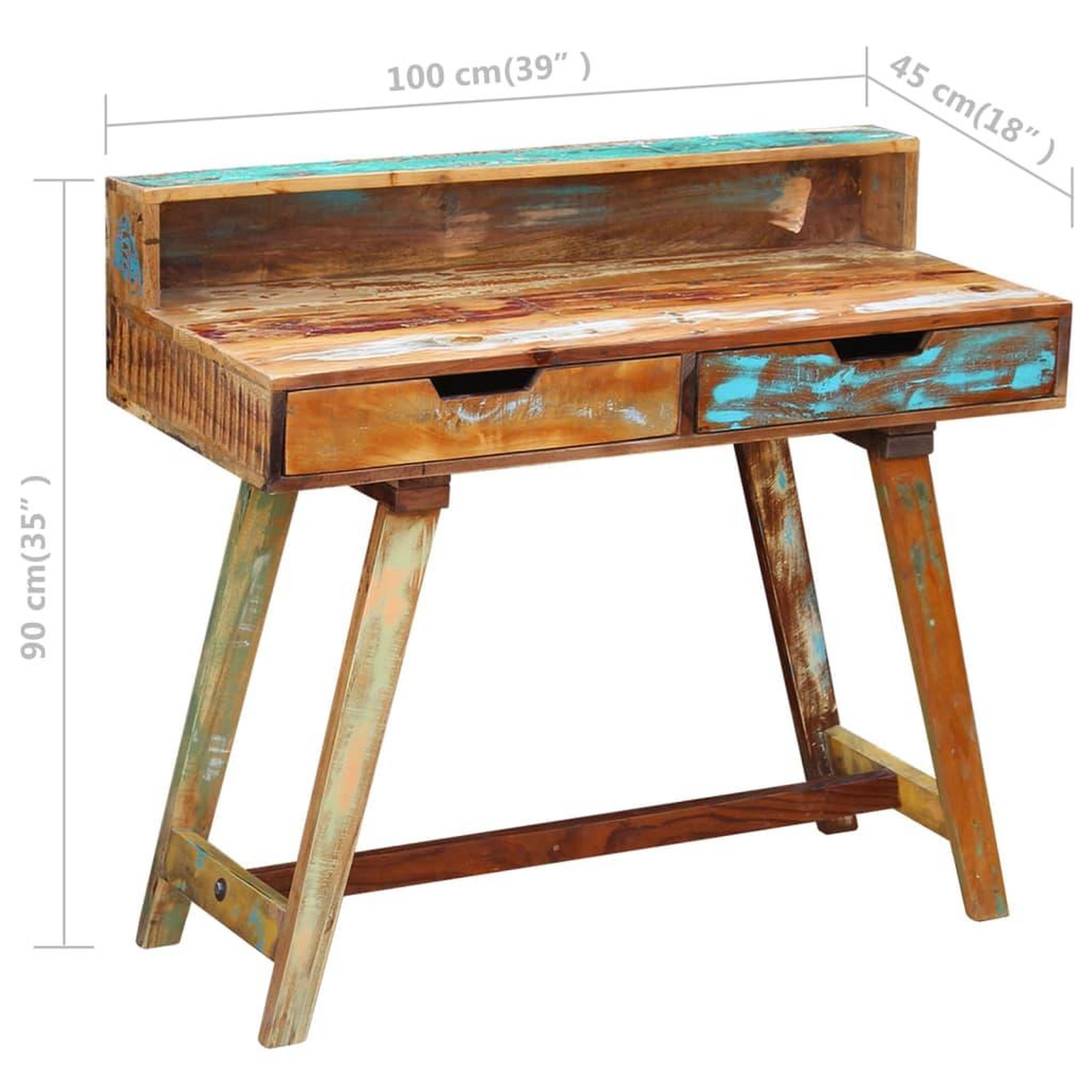 Voir la diapositive 6 : VIDAXL Bureau Bois de recuperation massif