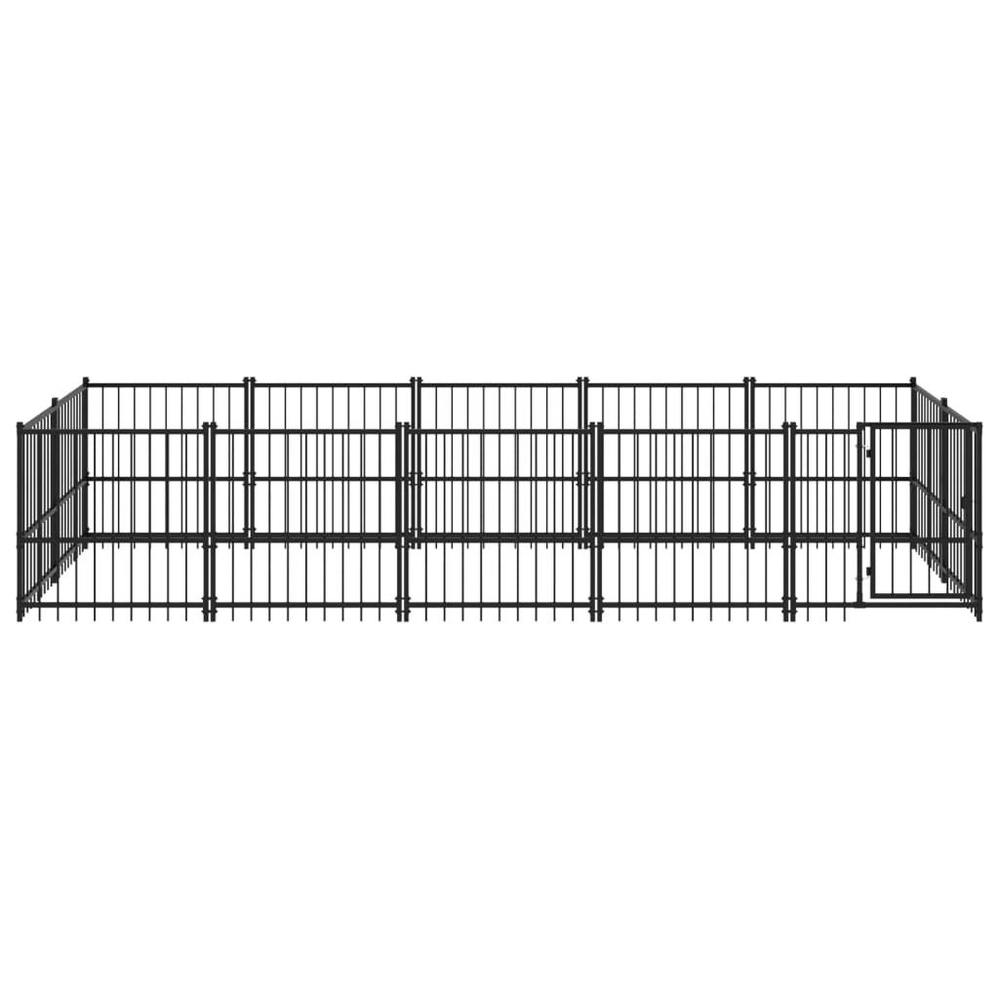 Voir la diapositive 3 : VIDAXL Chenil d'exterieur pour chiens Acier 9,38 m²