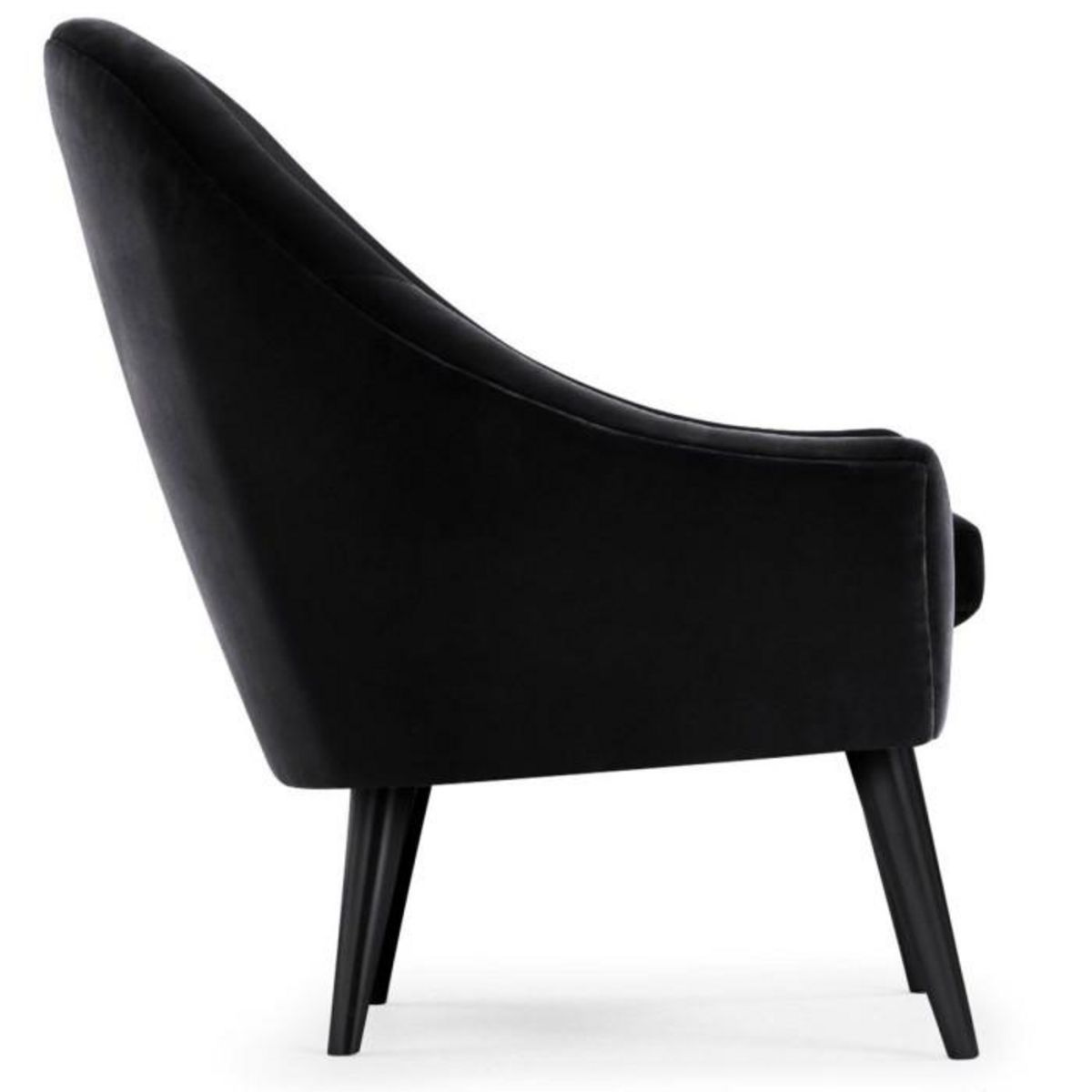 Paris Prix Fauteuil Scandinave en Velours  Ulla  88cm Noir