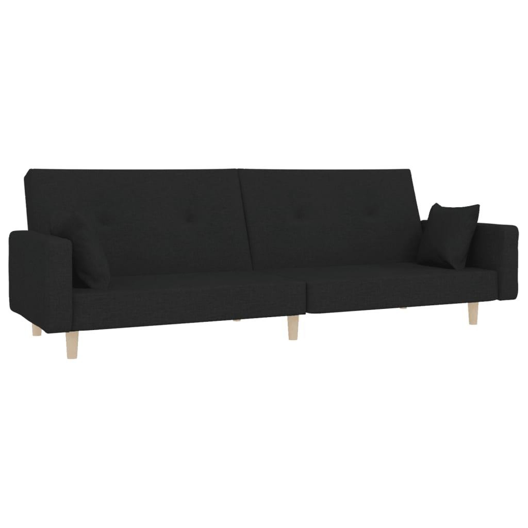 Voir la diapositive 2 : VIDAXL Canape-lit a 2 places avec deux oreillers noir tissu