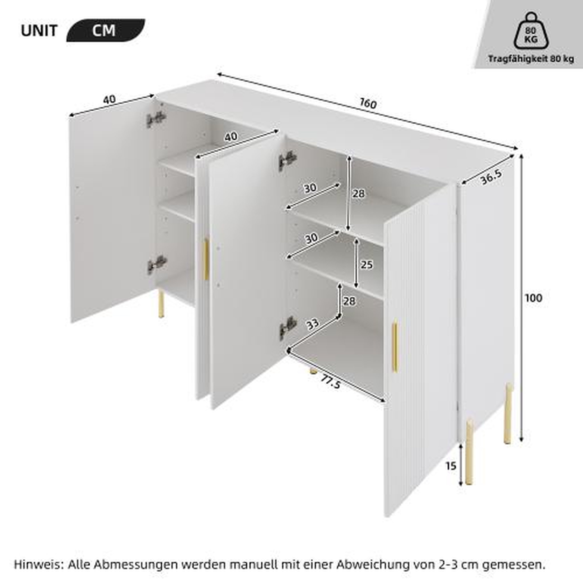 Voir la diapositive 3 : MERAX Buffet 4 porte(s) 0 tiroir(s) - 160 cm blanc panneau de particules