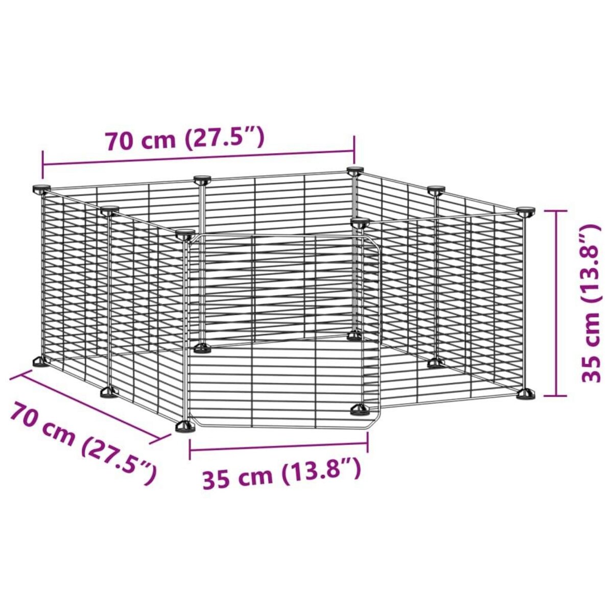 VIDAXL Cage animaux de compagnie a 8 panneaux et porte Noir 35x35 cm