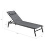 Voir la diapositive 5 : ID MARKET Lot de 2 transats de jardin inclinables en aluminium SINTRA gris anthracite et noir