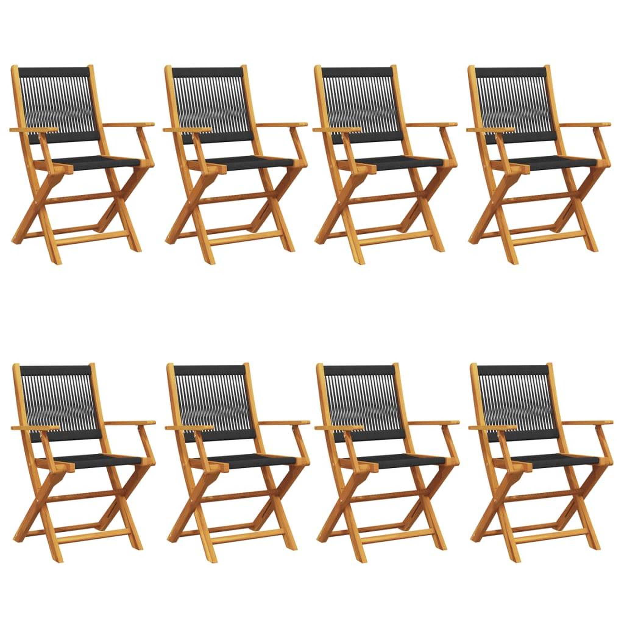 Voir la diapositive 2 : VIDAXL Chaises de jardin pliantes lot de 8 noir bois d'acacia massif