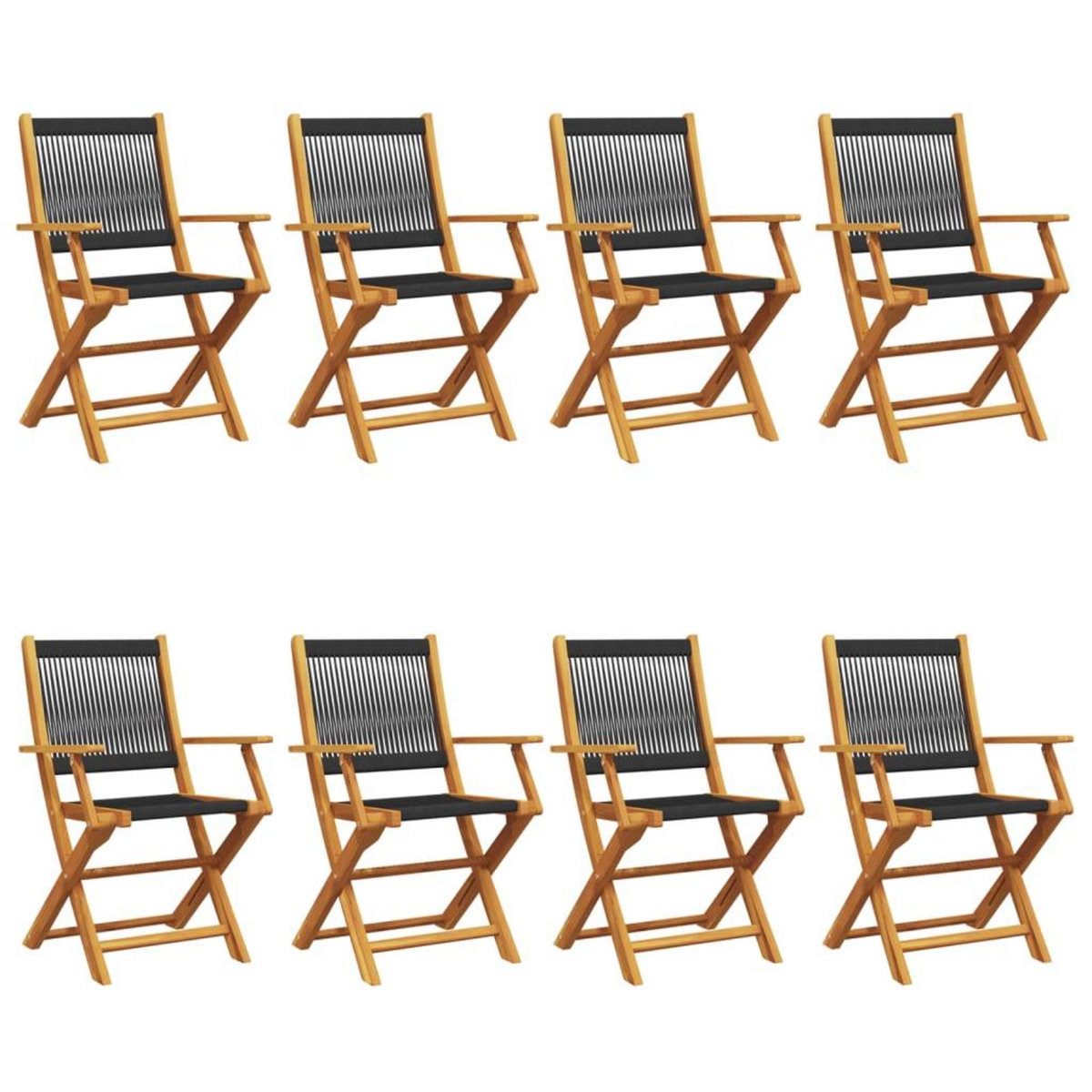 VIDAXL Chaises de jardin pliantes lot de 8 noir bois d'acacia massif