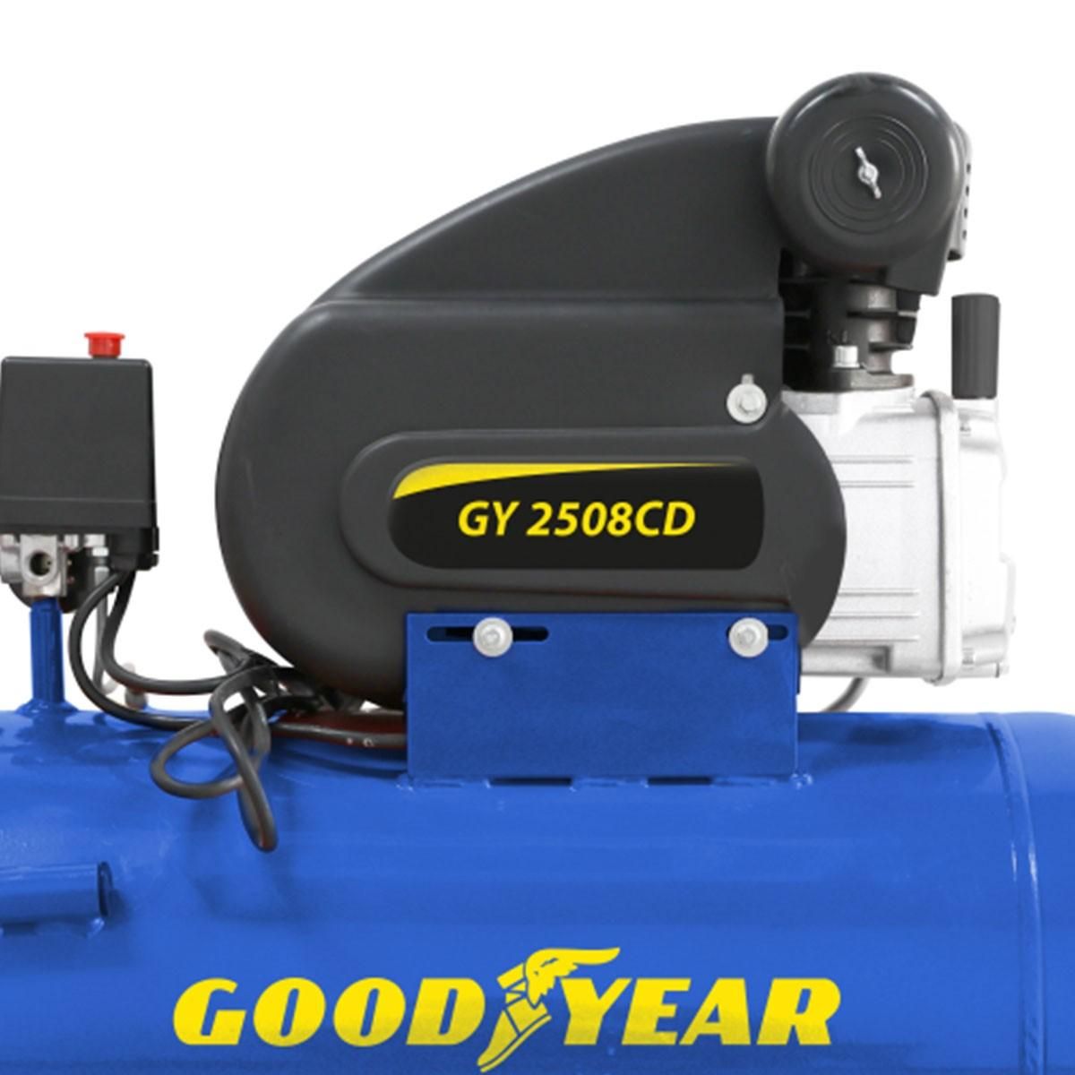 GOODYEAR Compresseur d'air Silencieux 50 Litres 8 bar 2CV 1.5KW 115 PSI + Kit Air comprimé 5 pièces GOODYEAR