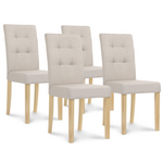 ID MARKET Lot de 4 chaises POLGA capitonnées beiges pour salle à manger