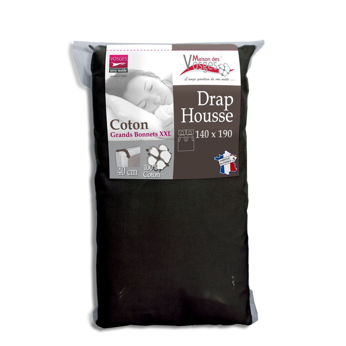 Drap housse en coton 57fils super grand bonnet 40cm spécial matelas très épais