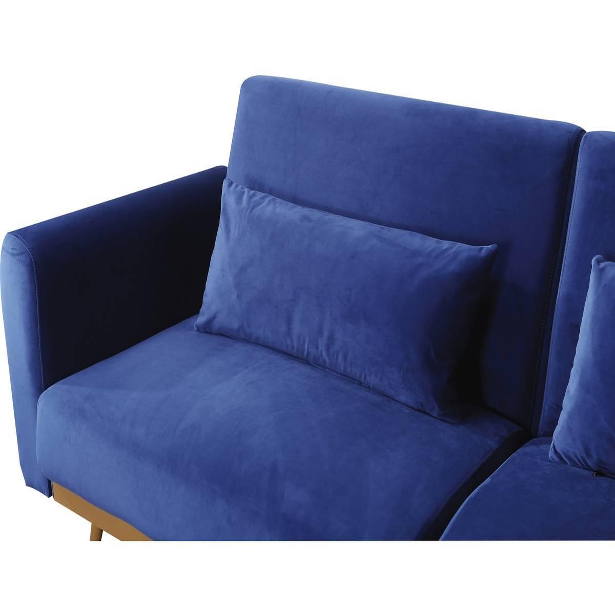 Voir la diapositive 5 : Habitat et Jardin Canapé Clic Clac en velours  Donia  - 203 x 81 x 83 cm - 3 places -  Bleu foncé