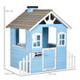 Voir la diapositive 3 : OUTSUNNY Maison de jeux enfant - jeu plein air maisonnette enfant - dim. 151L x 112l x 142H cm - bois sapin bleu blanc gris