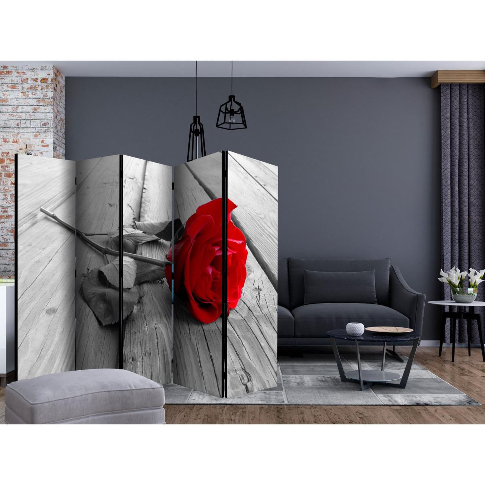 Voir la diapositive 2 : Paris Prix Paravent 5 volets  abandoned rose  172x225cm