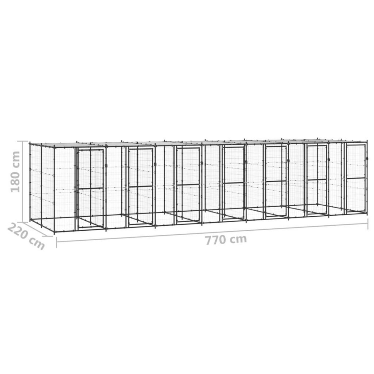 VIDAXL Chenil exterieur Acier avec toit 16,94 m²