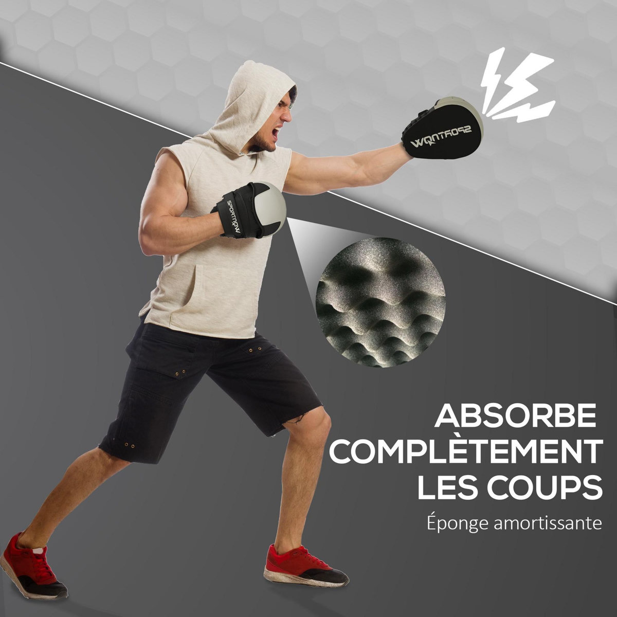 HOMCOM Pattes d'ours de boxe - paire de pattes d'ours pour entraînement kickboxing boxe Muay Thai