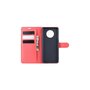 amahousse Housse rouge OnePlus 7T portefeuille grainé et languette aimantée
