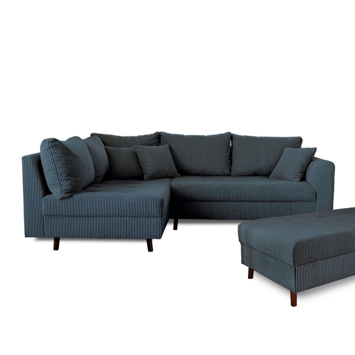 LISA DESIGN Rune - canapé d'angle gauche - 4 places - avec pouf d'appoint - en velours côtelé