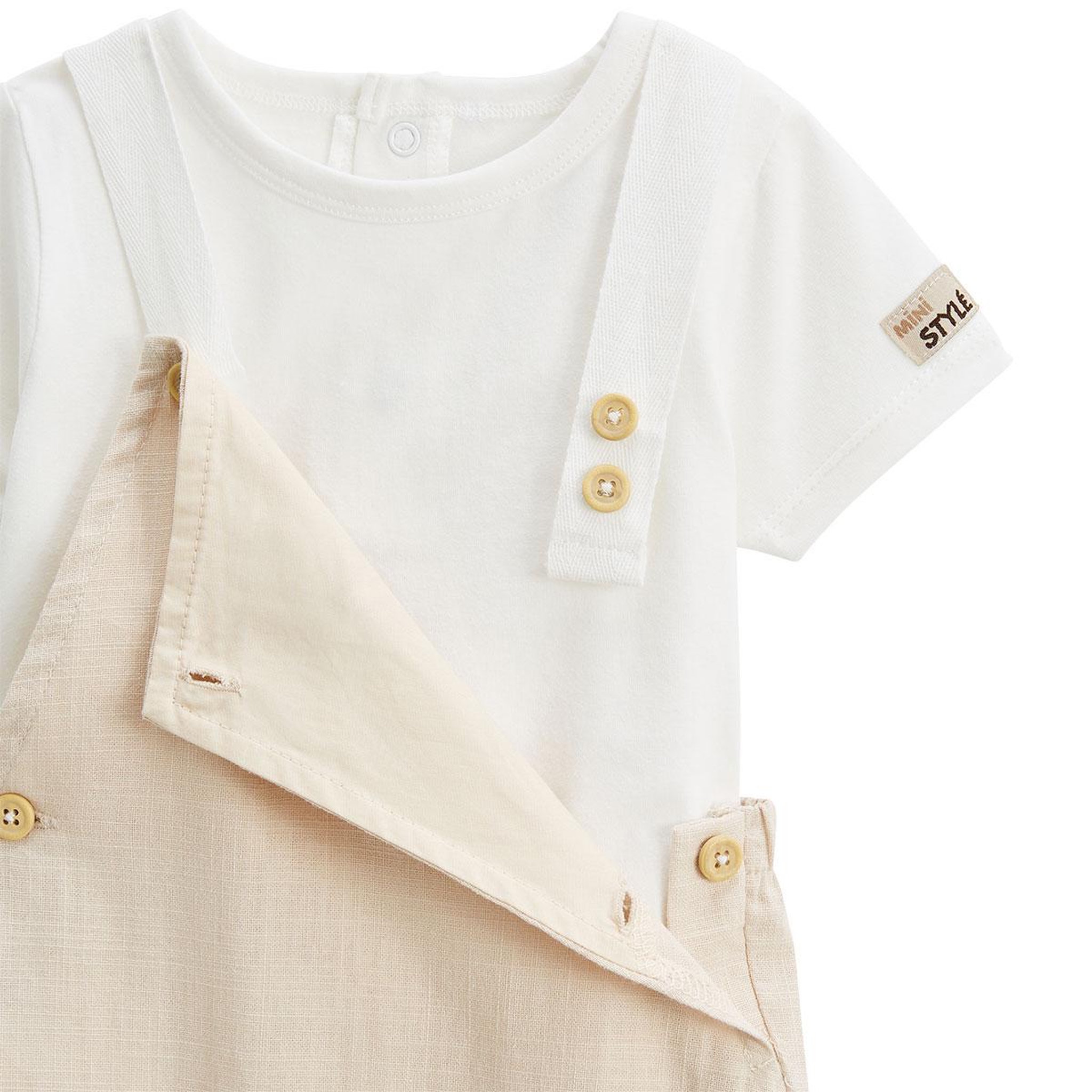 Voir la diapositive 5 : Petit Béguin Ensemble salopette bébé et t-shirt auguste