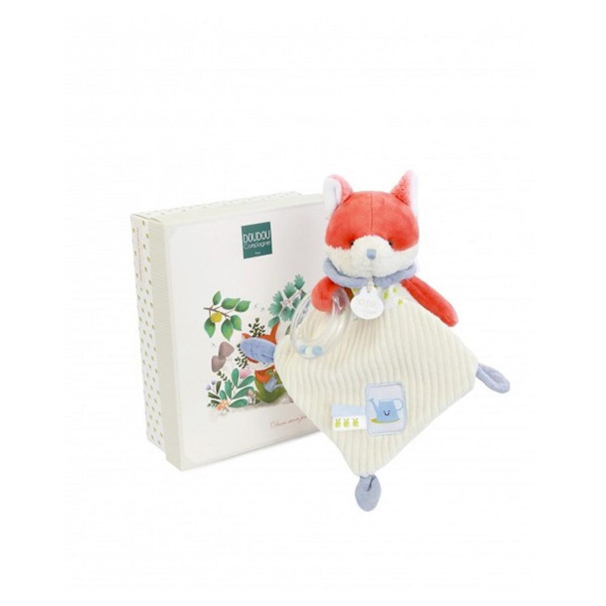 DOUDOU ET COMPAGNIE Doudou plat hochet billes - Renard Romarin - 21 cm