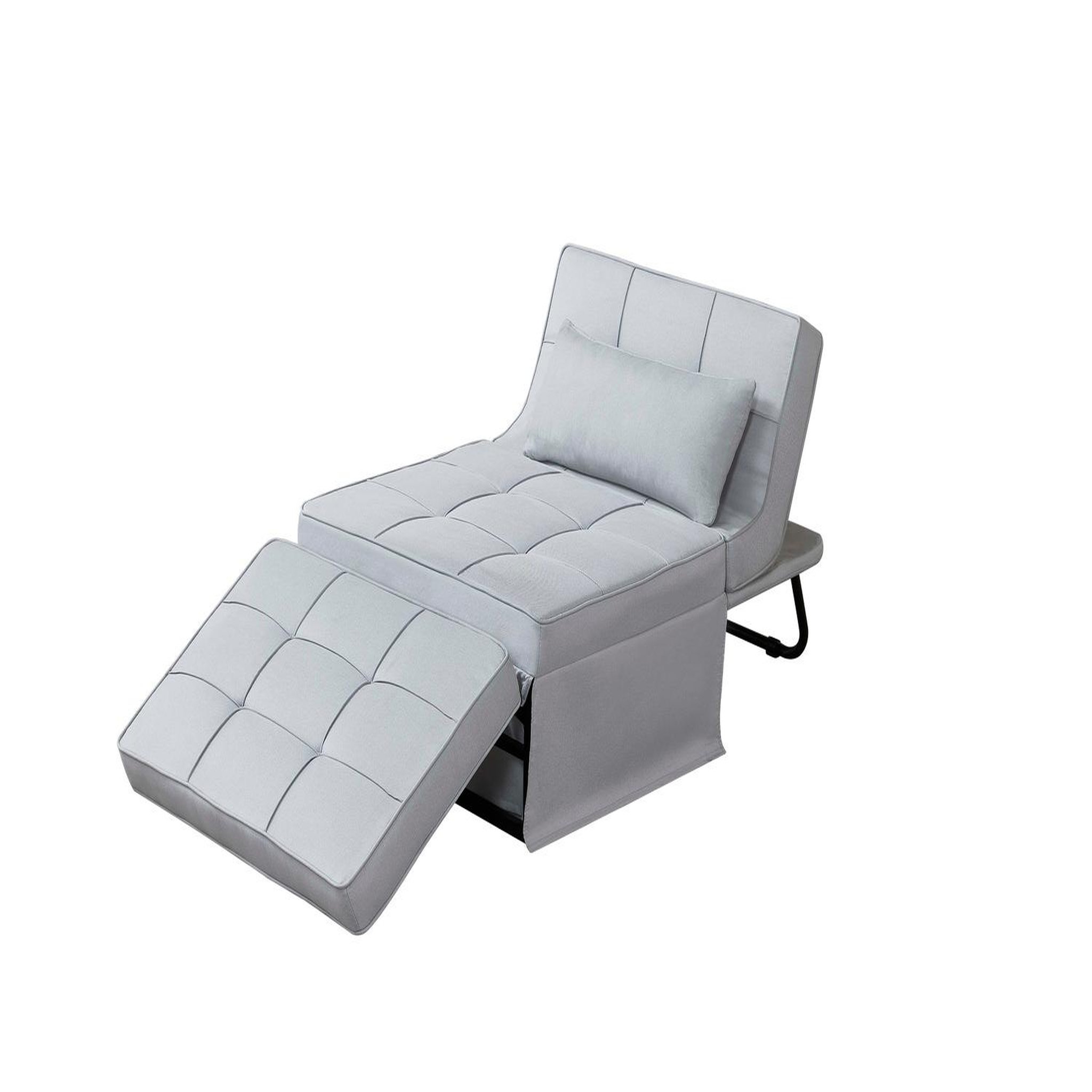 Voir la diapositive 1 : CONCEPT USINE Fauteuil pouf ottoman gris 3 en 1 en tissu gris clair OTA