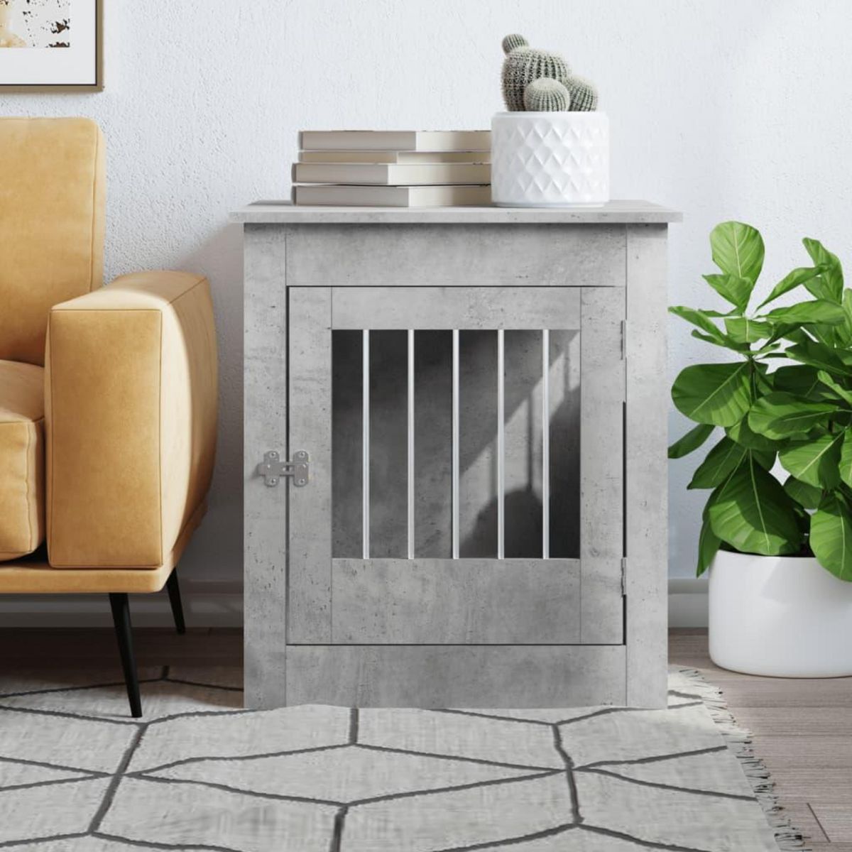 VIDAXL Meuble de cage pour chiens gris beton 64,5x80x71 cm