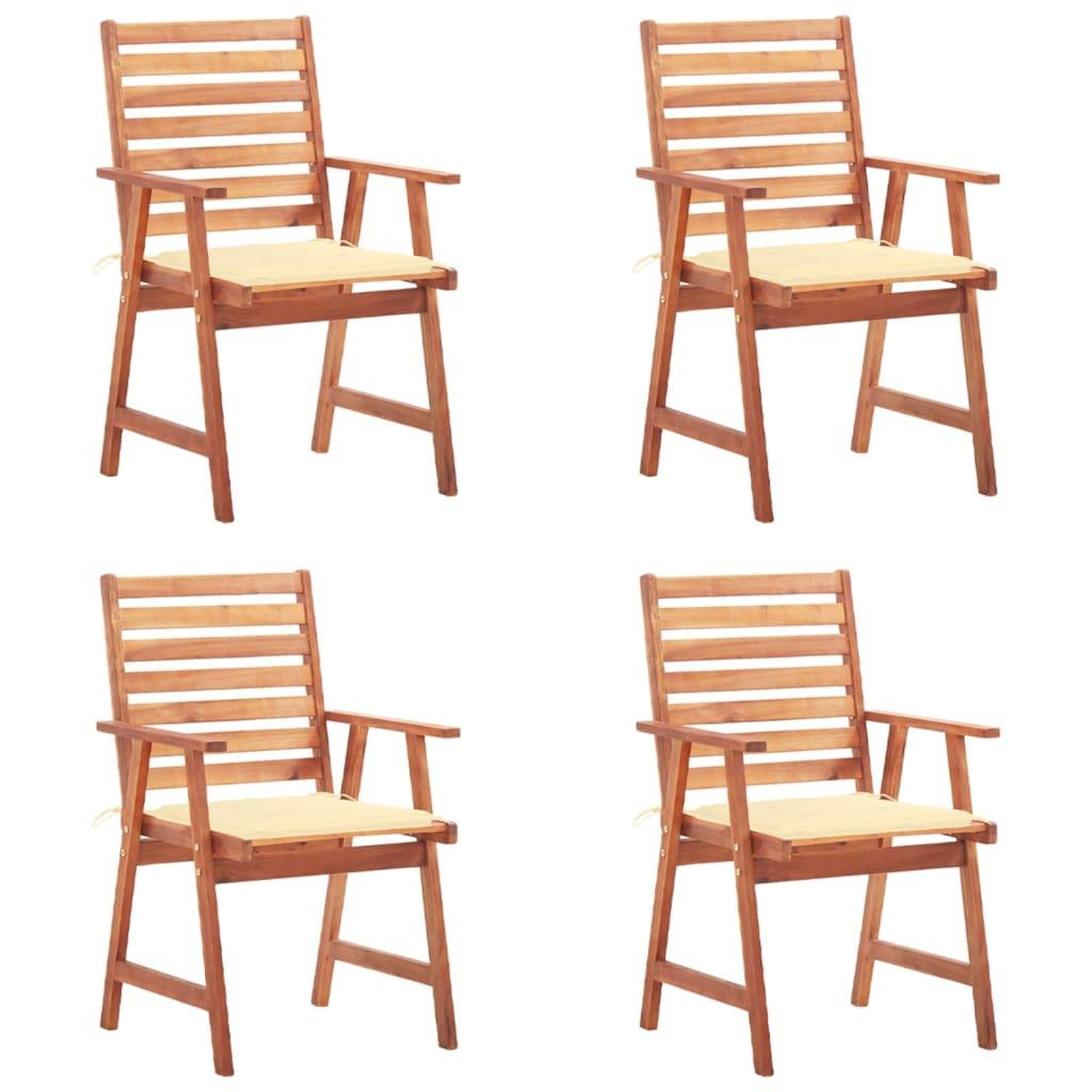 Voir la diapositive 1 : VIDAXL Chaises a manger d'exterieur lot de 4 et coussins Acacia massif