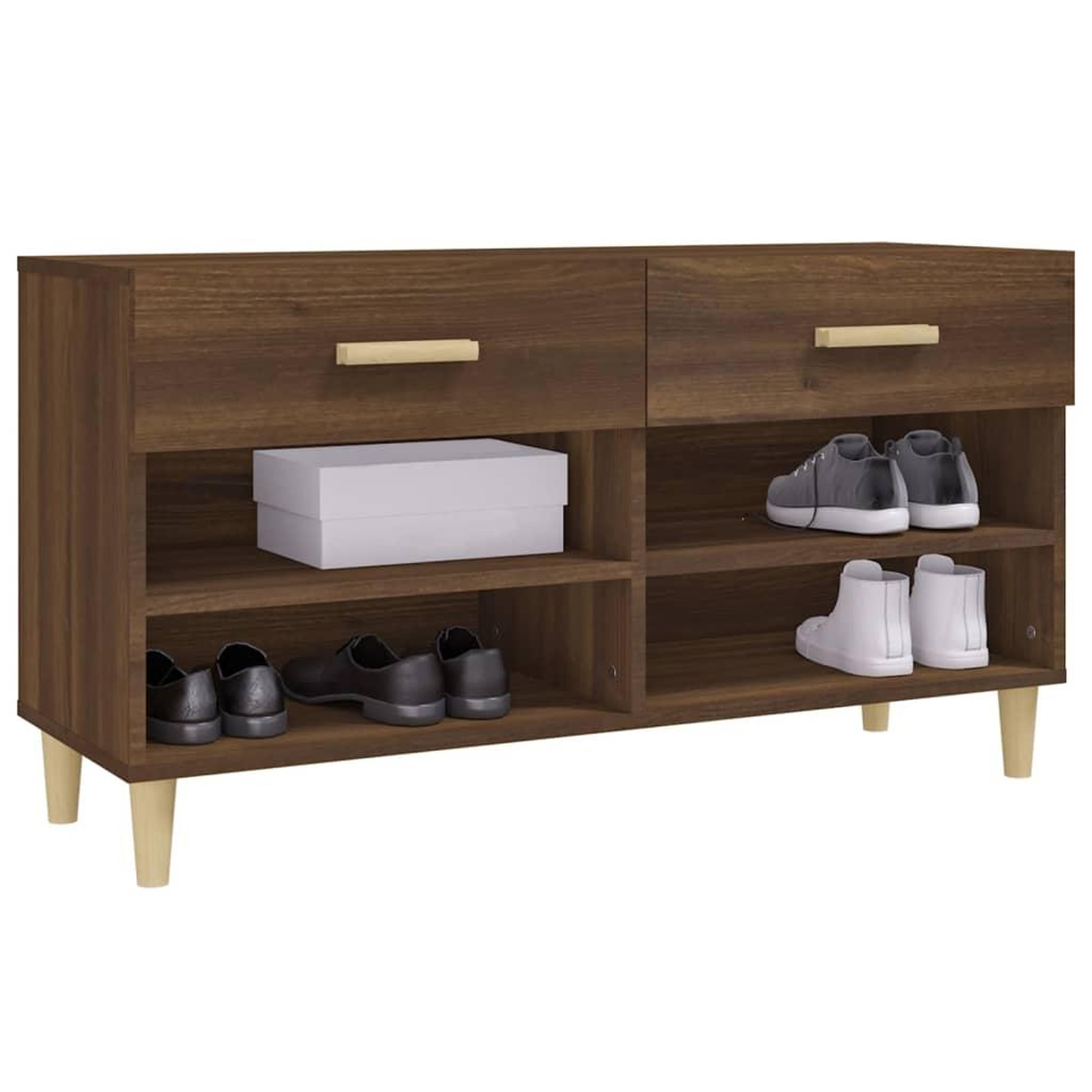 Voir la diapositive 4 : VIDAXL Meuble a chaussures chene marron 102x35x55 cm bois d'ingenierie
