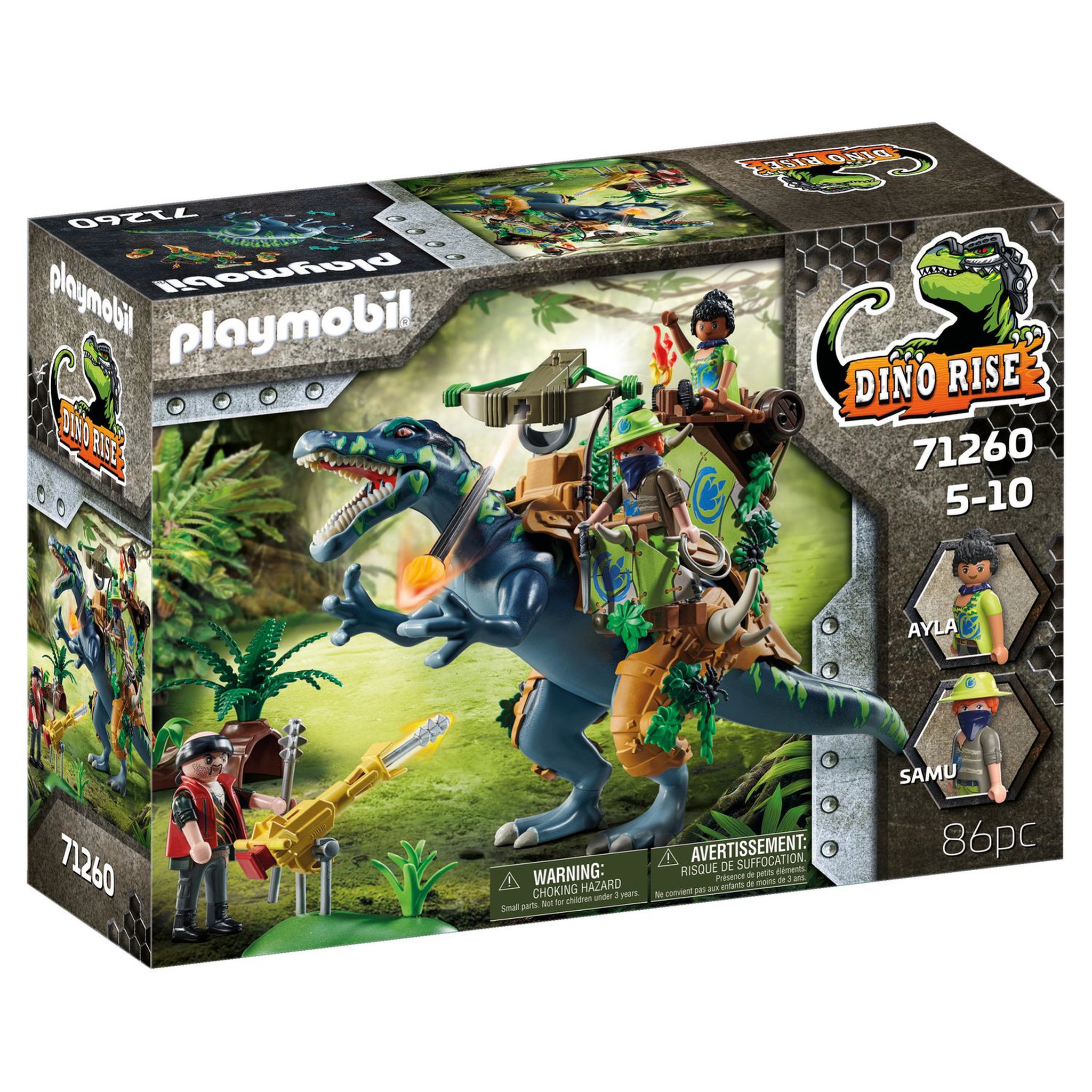 Voir la diapositive 1 : PLAYMOBIL 71260 Spinosaure et combattant 