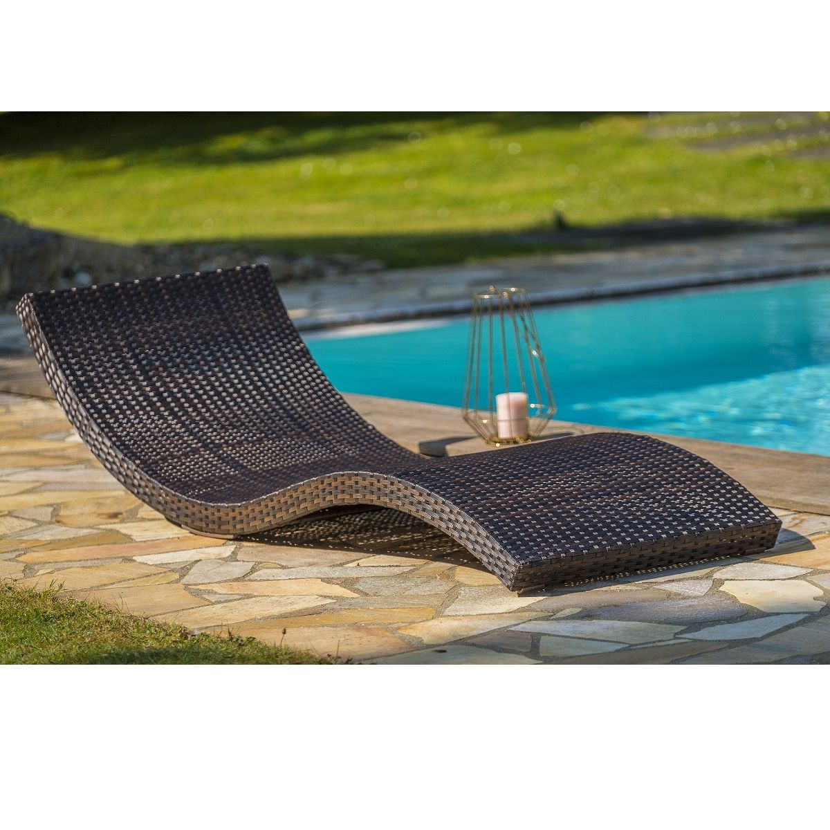 DCB GARDEN Lot de 2 bains de soleil - Chocolat - CANCUN