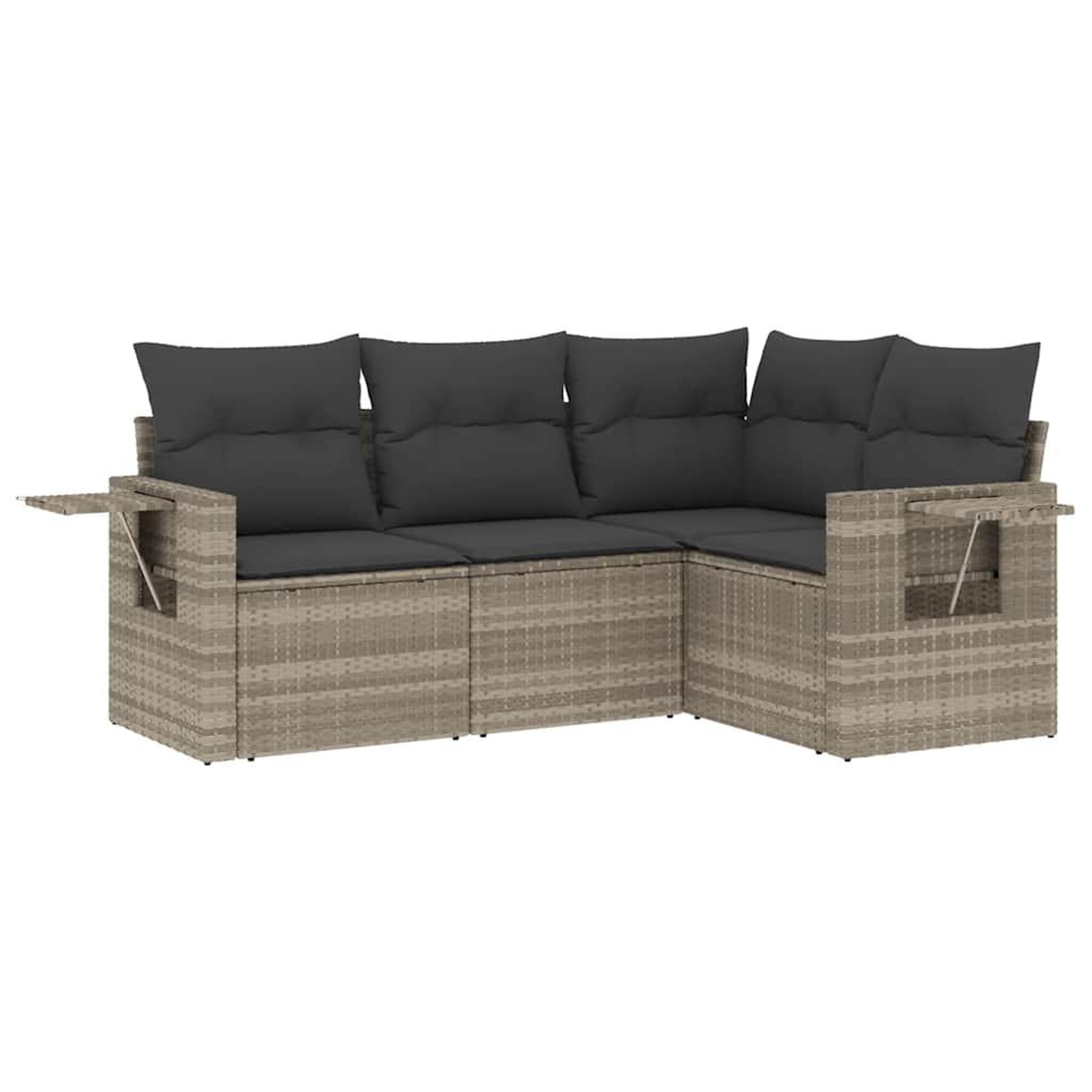 Voir la diapositive 2 : VIDAXL Salon de jardin 4 pcs avec coussins gris clair resine tressee