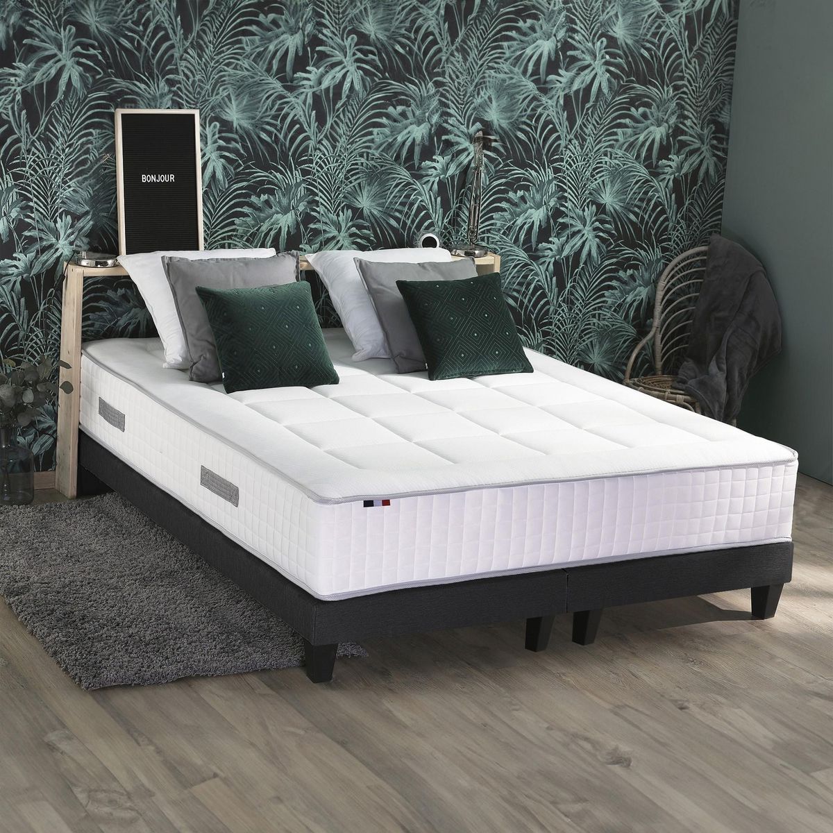 IDLITERIE Ensemble matelas Ressorts 7 zones H28cm + sommier PALACIO FABRICATION FRANCAISE