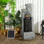 OUTSUNNY Fontaine de jardin à énergie solaire - fontaine cascade 5 niv. LED pompe incluse - résine gris marron