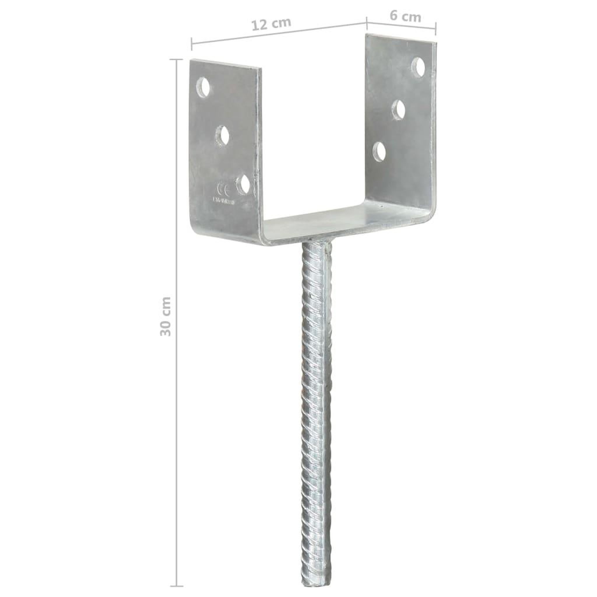 Voir la diapositive 6 : VIDAXL Piquets de cloture 6 pcs Argente 12x6x30 cm Acier galvanise