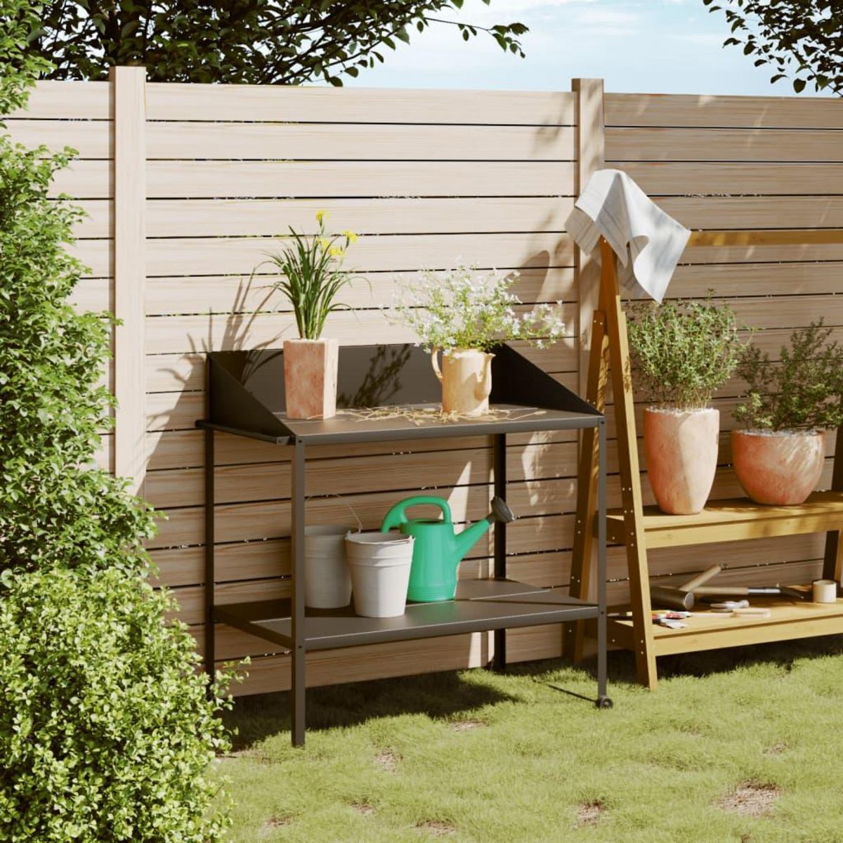 VIDAXL Support pour plantes anthracite 100x54,5x100 cm acier galvanise