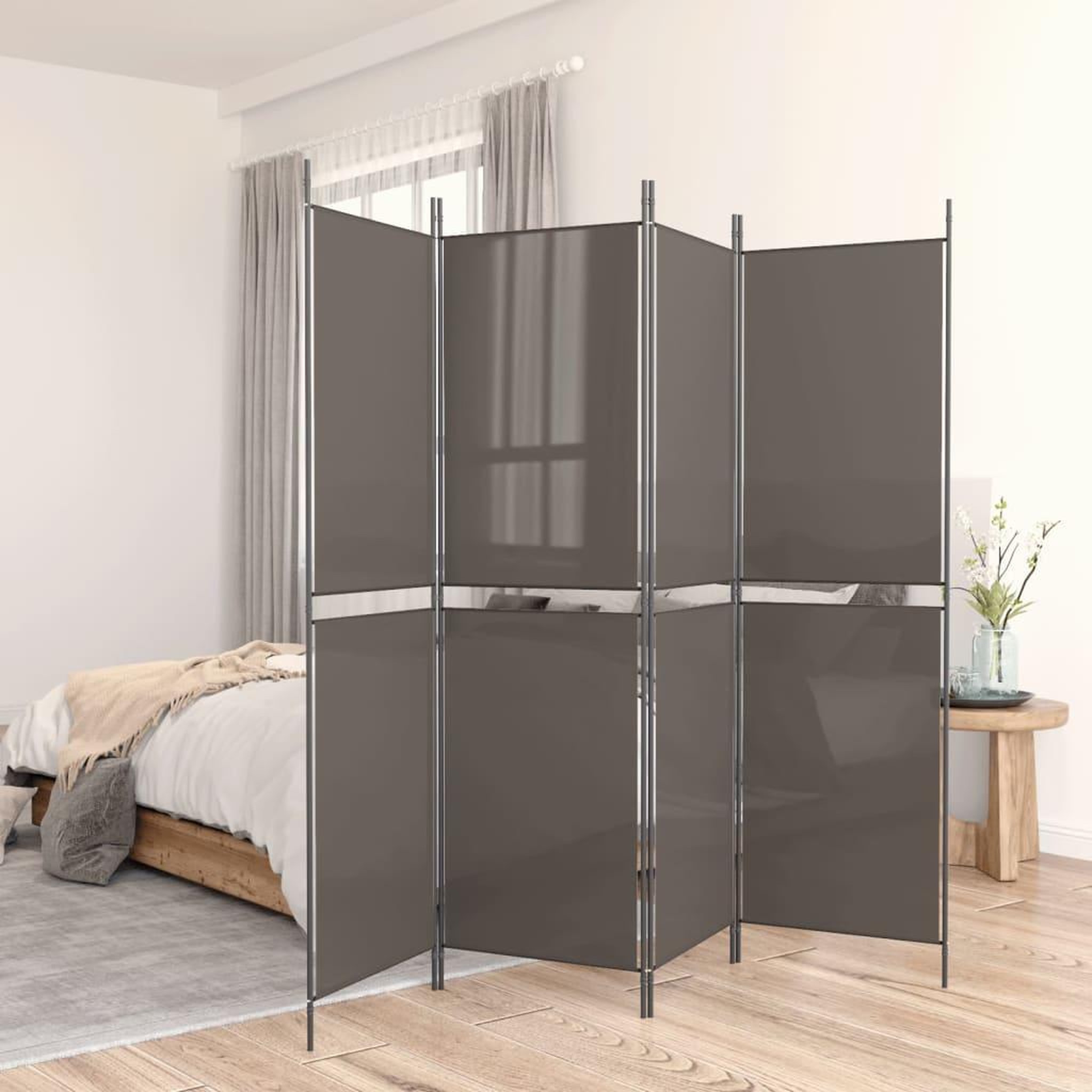 Voir la diapositive 1 : VIDAXL Cloison de separation 5 panneaux Anthracite 250x180 cm Tissu