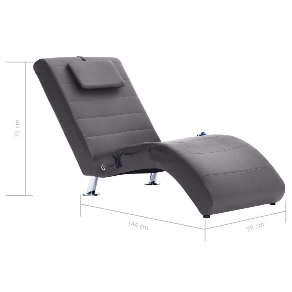 VIDAXL Chaise longue de massage avec oreiller gris similicuir